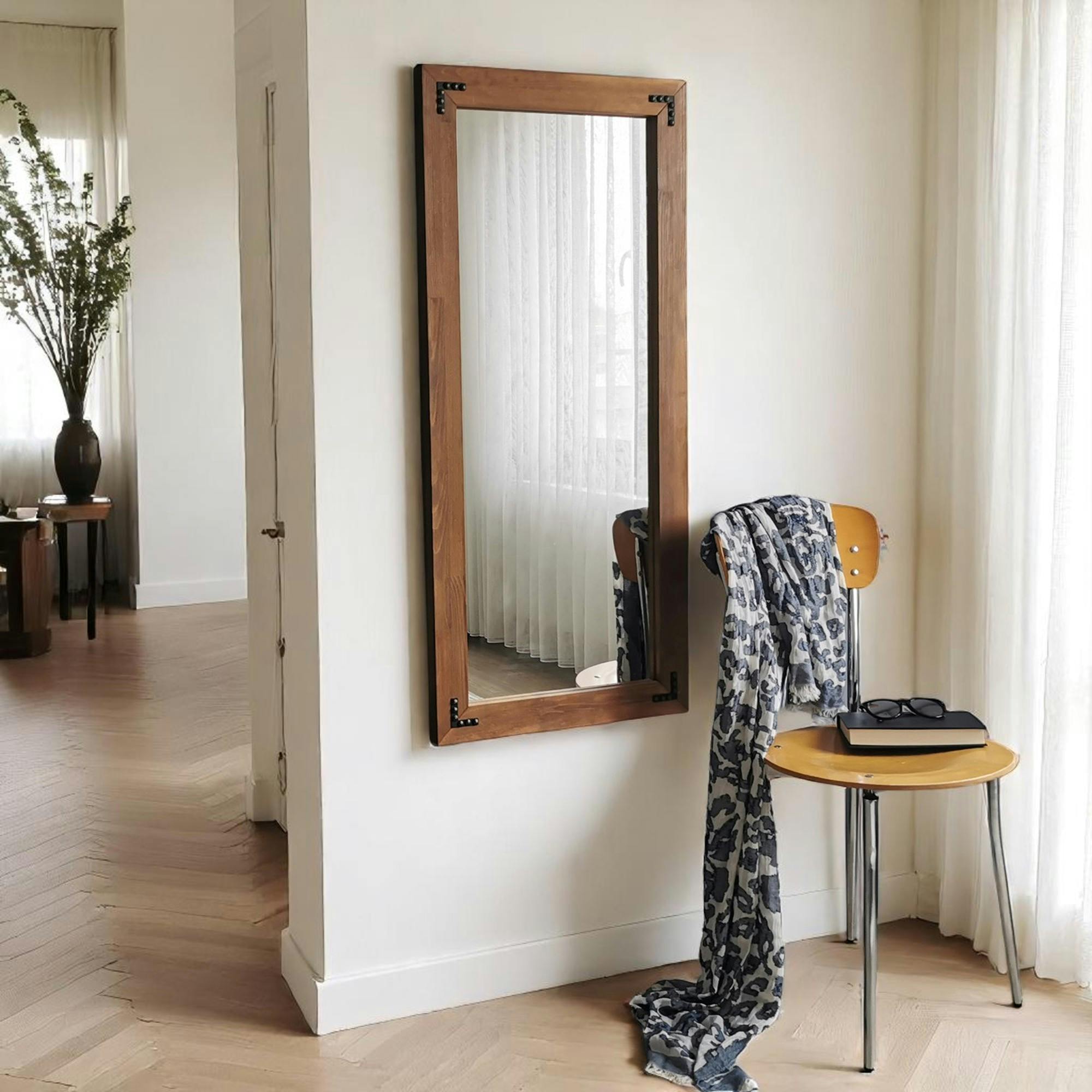 Miroir mural en bois brun - format vertical HILO