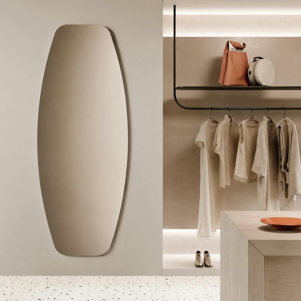 Miroir mural ovale bronze 180 cm MILANO