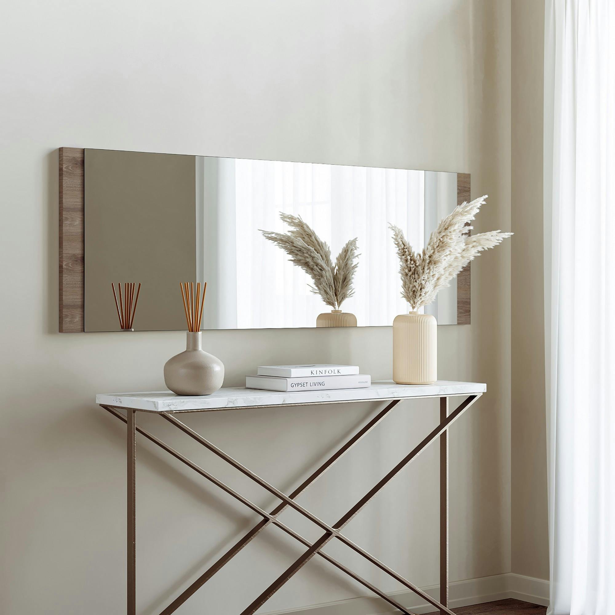 Miroir mural rectangulaire effet noyer - 120 cm CODY