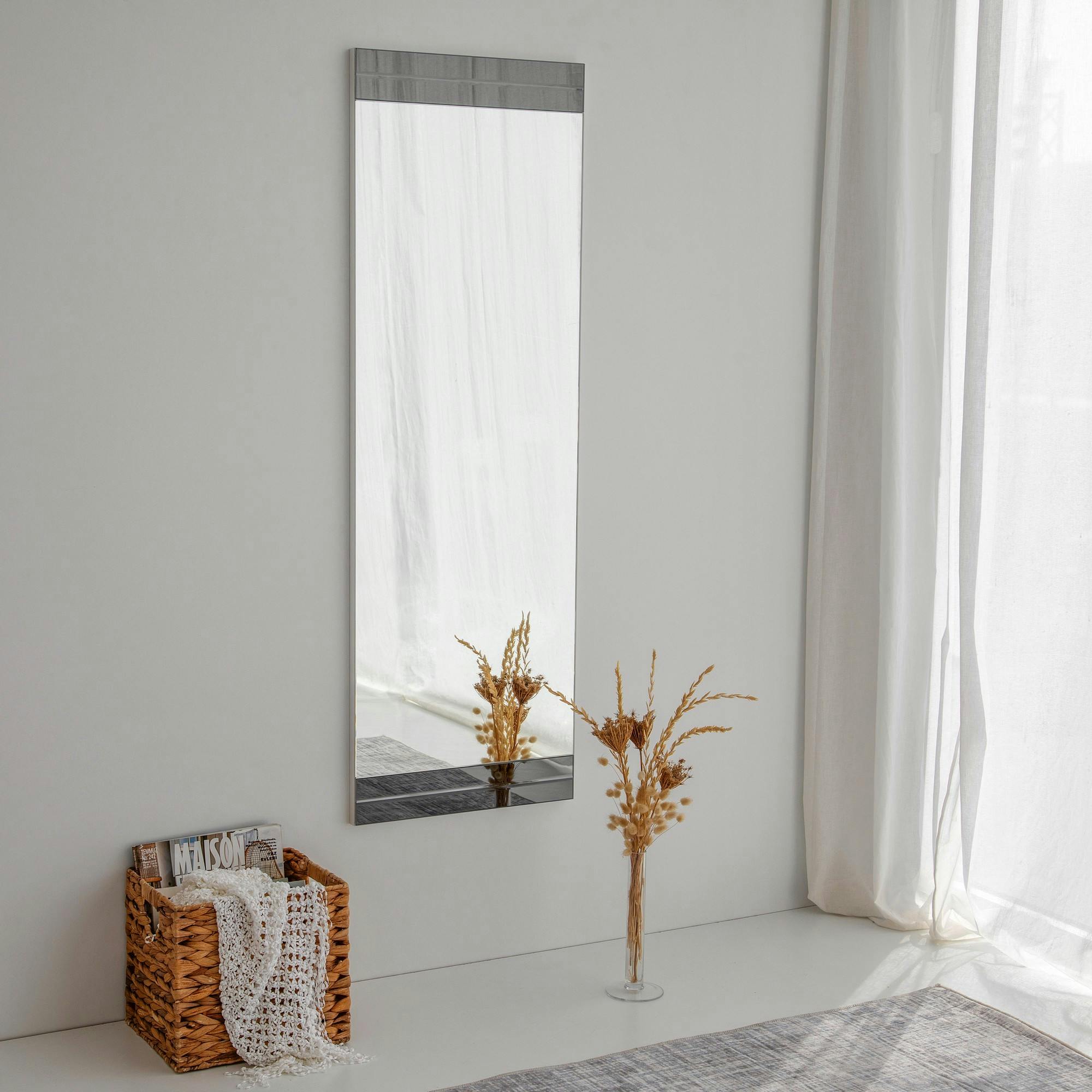 Miroir mural vertical - bandeau verre fumé CODY