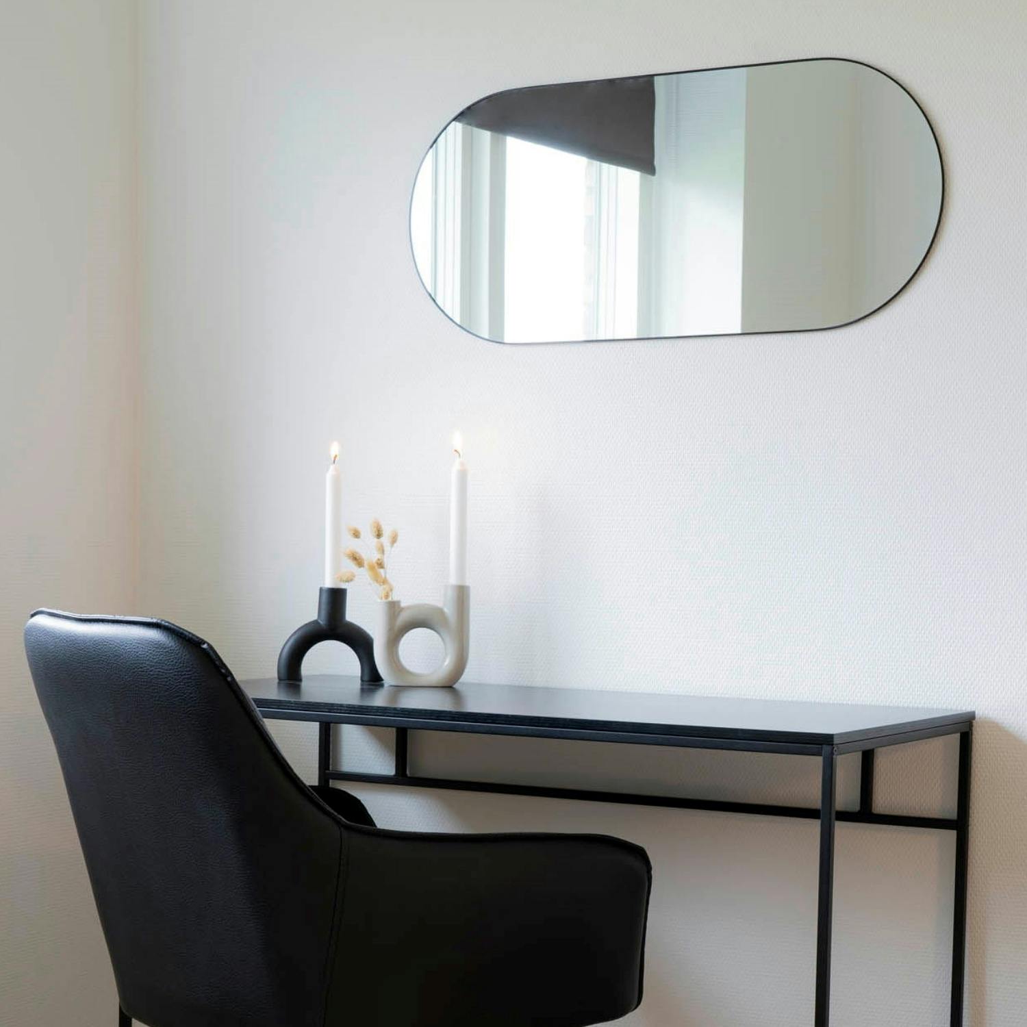 Miroir ovale à cadre noir 80 cm CODY