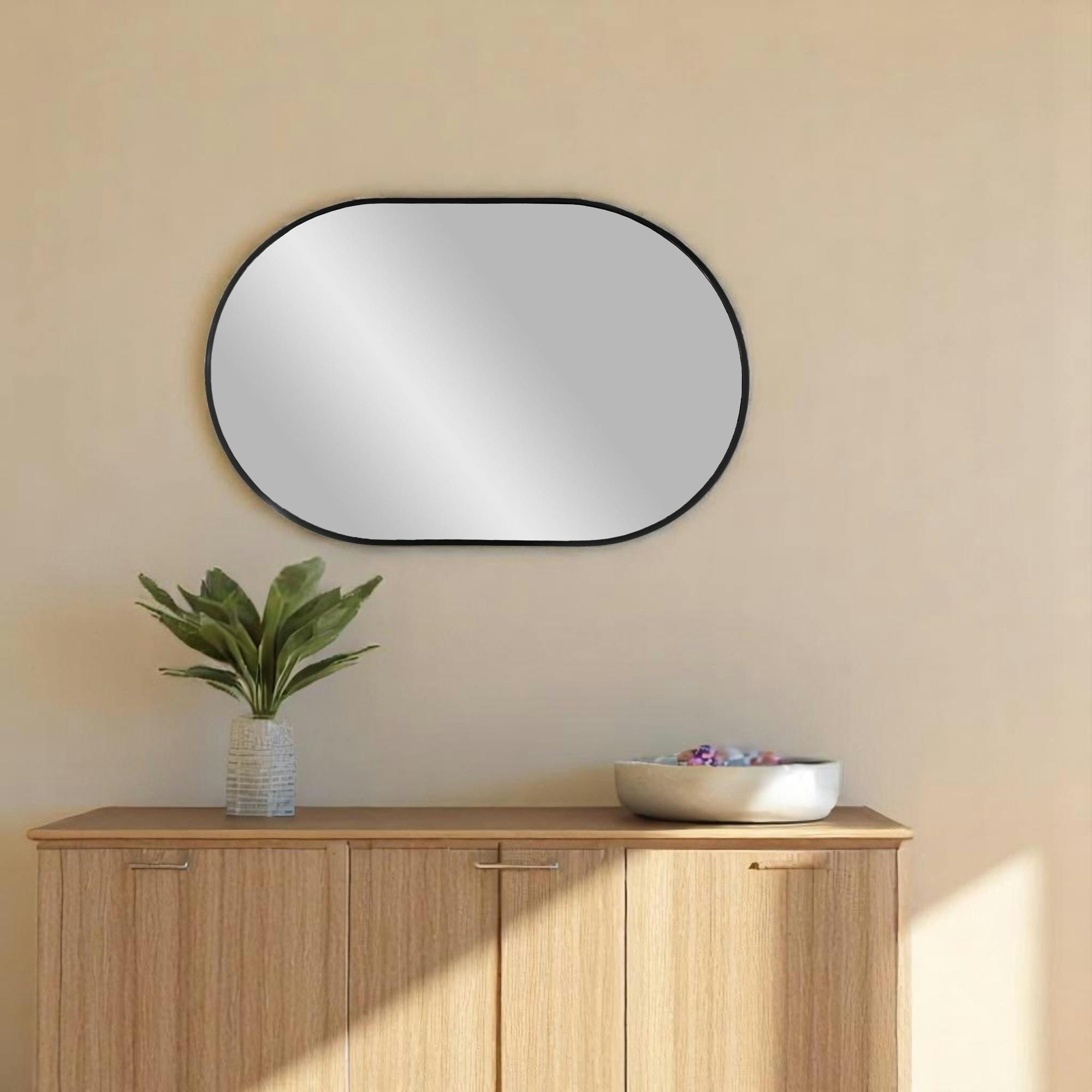 Miroir ovale avec cadre noir 50x80 cm SEOUL