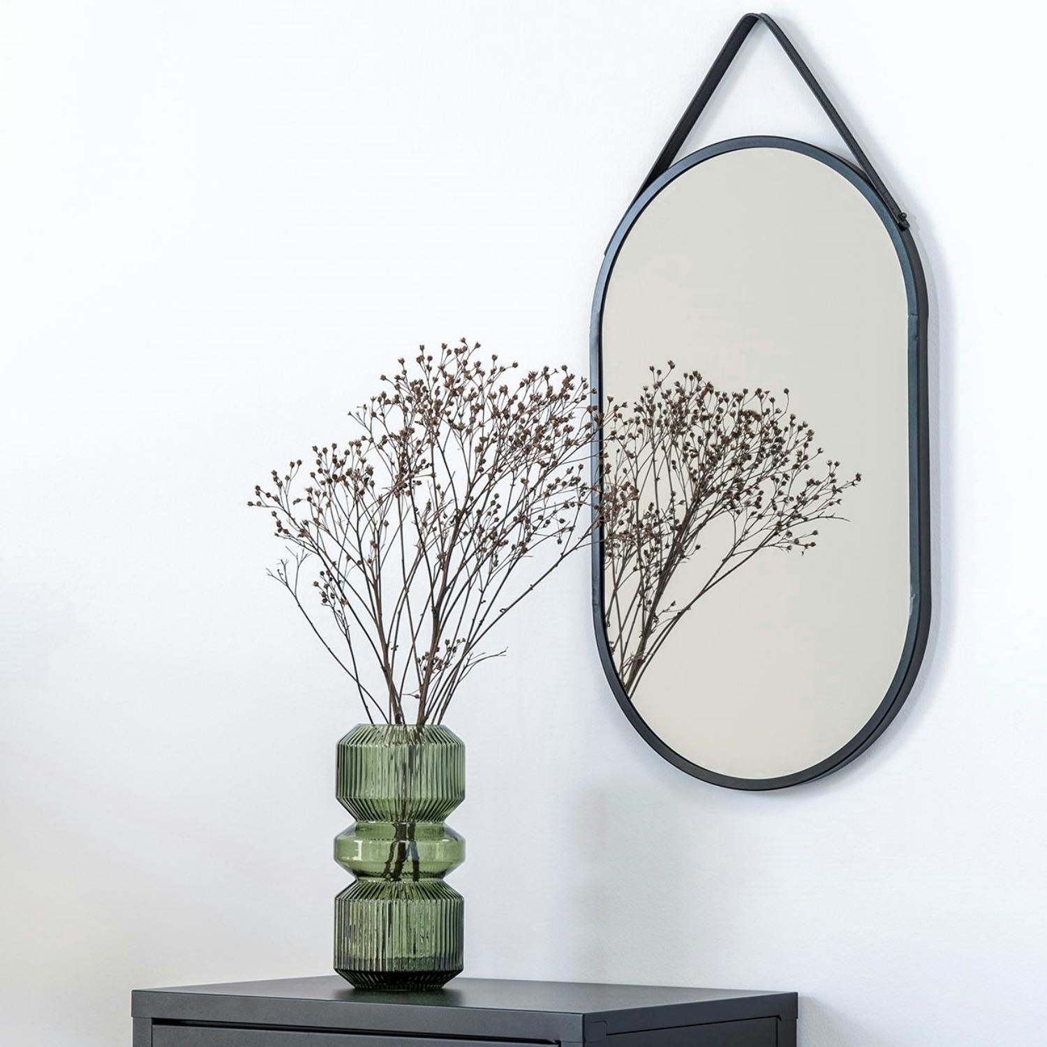Miroir ovale noir avec accroche assortie 60 cm SEOUL