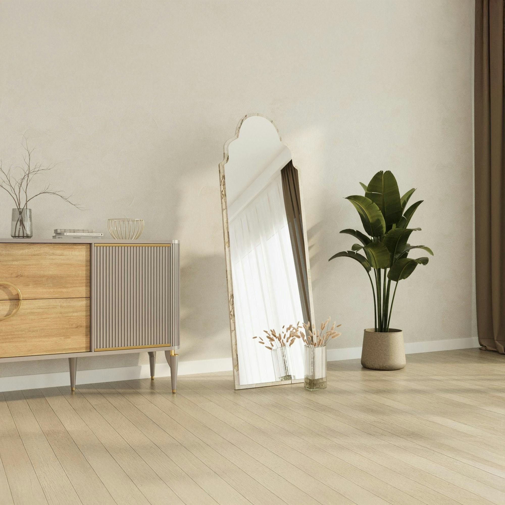 Miroir plein pied arche décorative, effet marbre 160 cm CODY