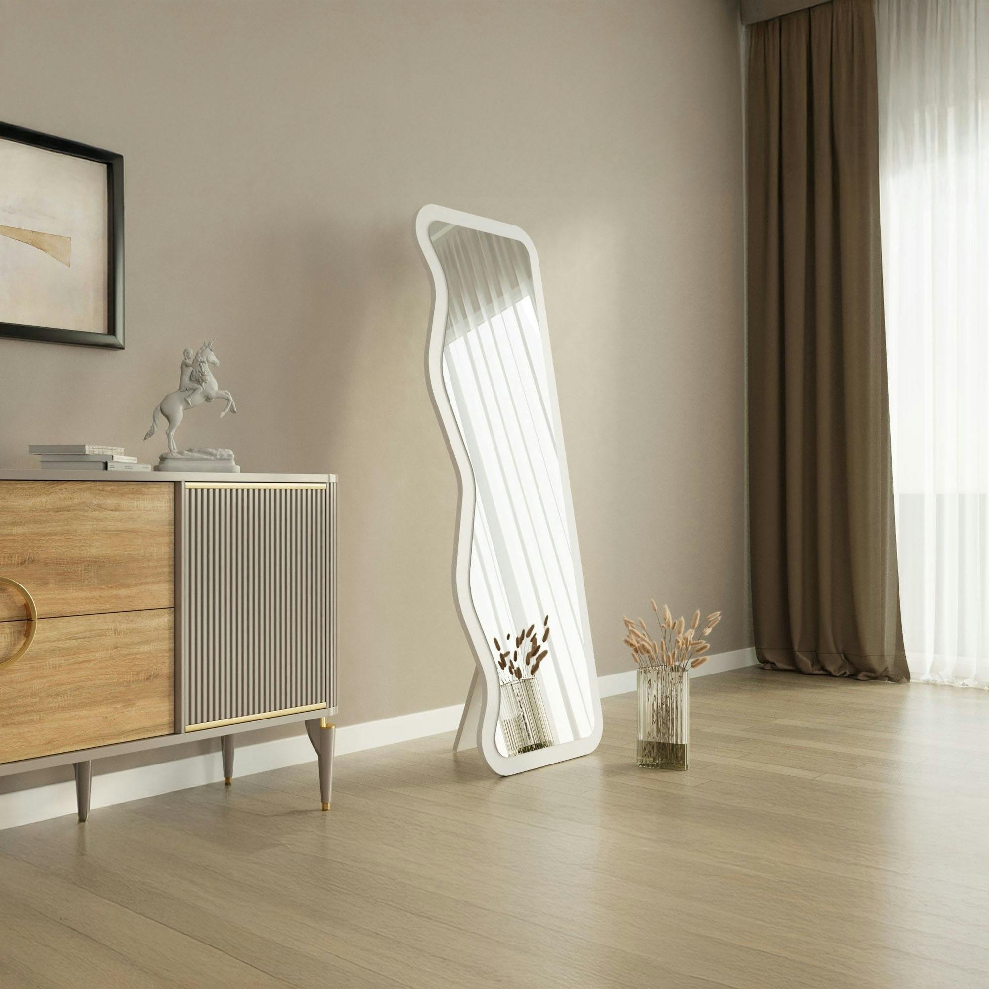 Miroir plein pied blanc avec ondulations - style moderne CODY