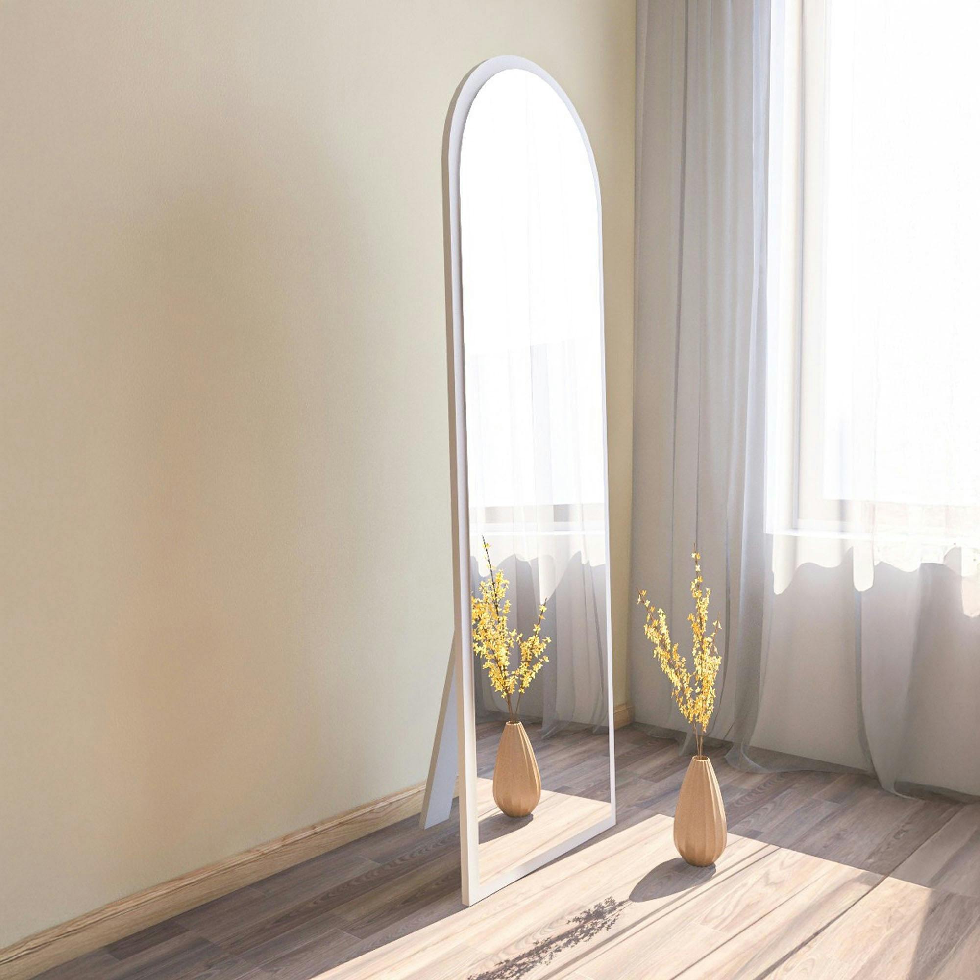 Miroir plein pied blanc moderne, forme ovale 160 cm CODY
