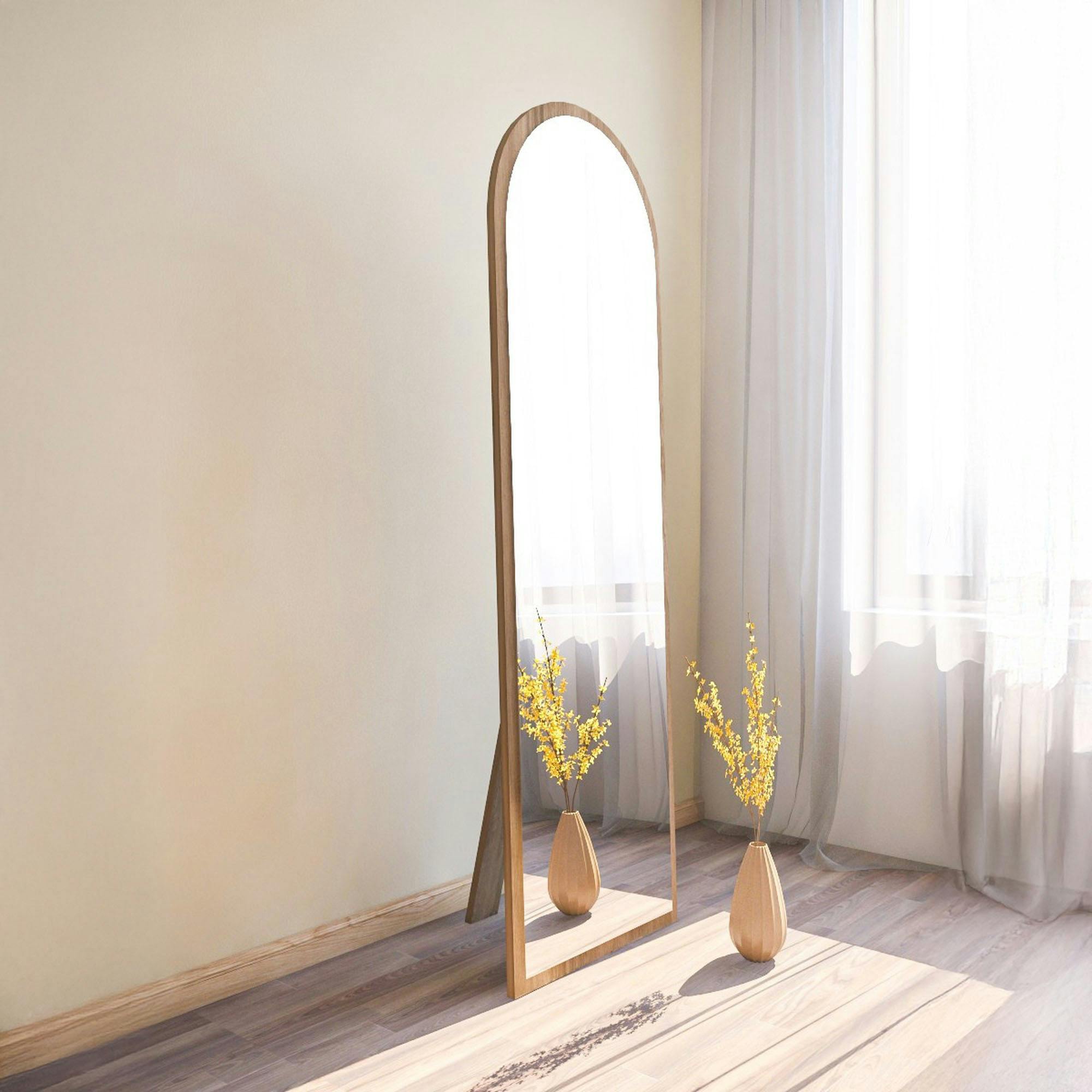 Miroir plein pied moderne ovale effet bois noyer, 160 cm CODY
