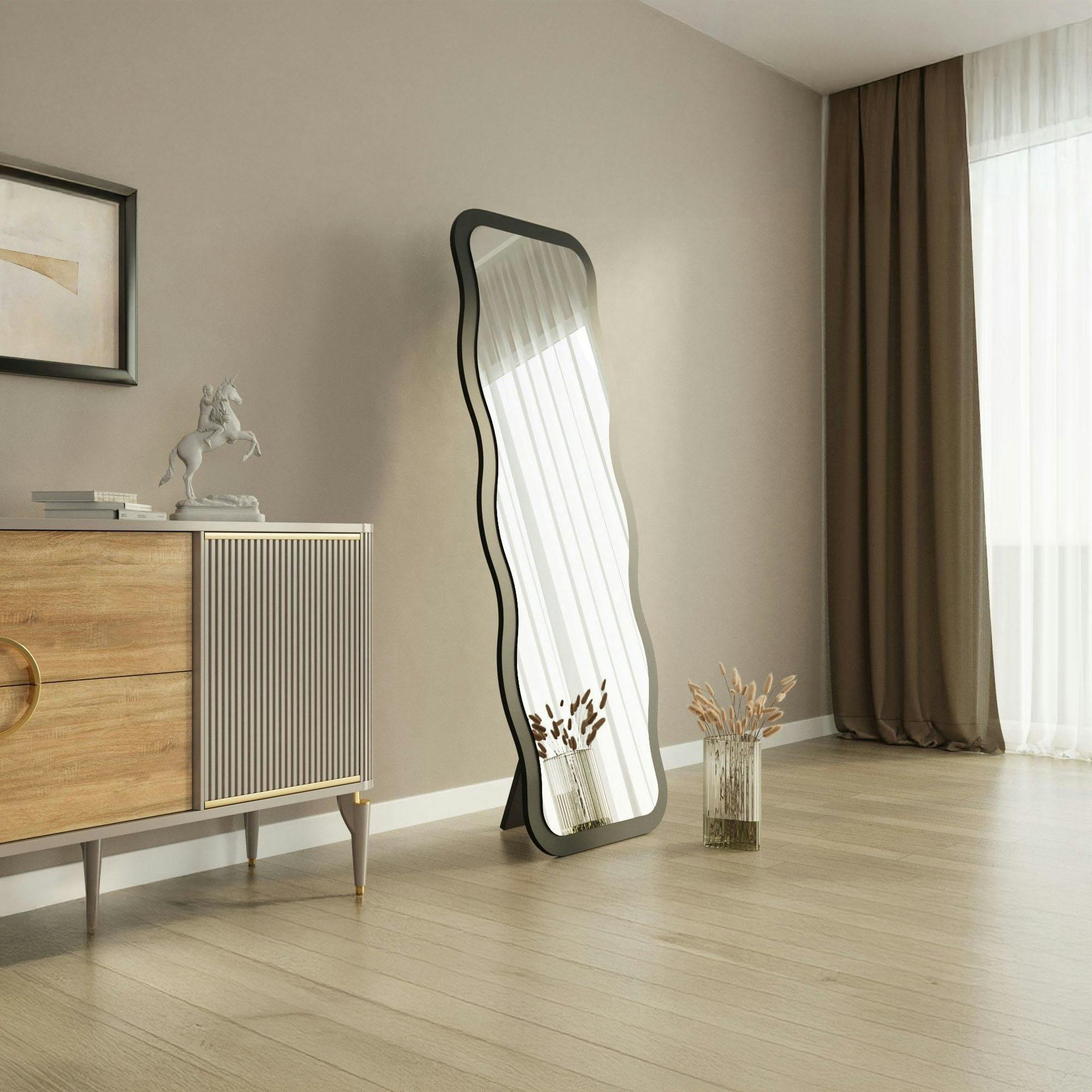 Miroir plein pied noir motif vague, style tendance 160 cm CODY