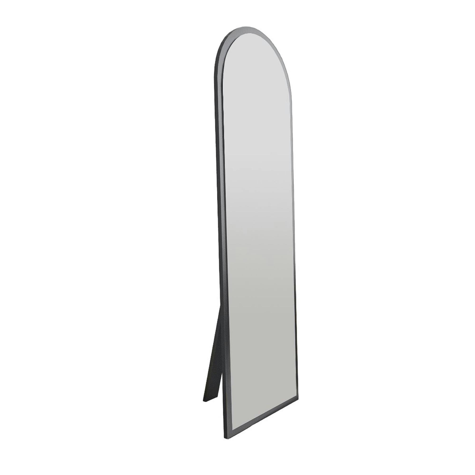 Miroir Sur Pied 36 X 150 Cm Ovale Encadré Support Pleine Longueur Argente 59501107