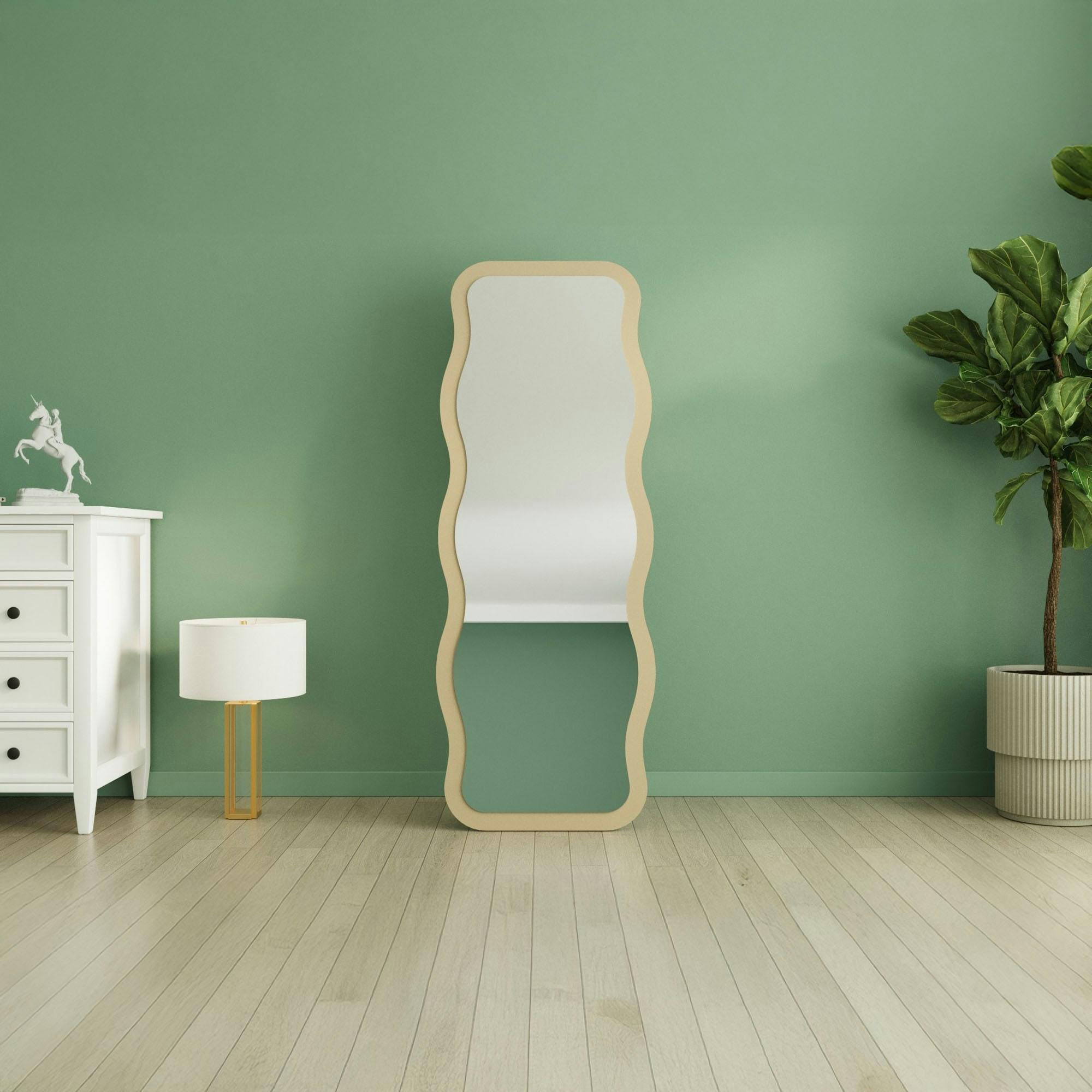 Miroir plein pied tendance beige, motif vague 160 cm CODY