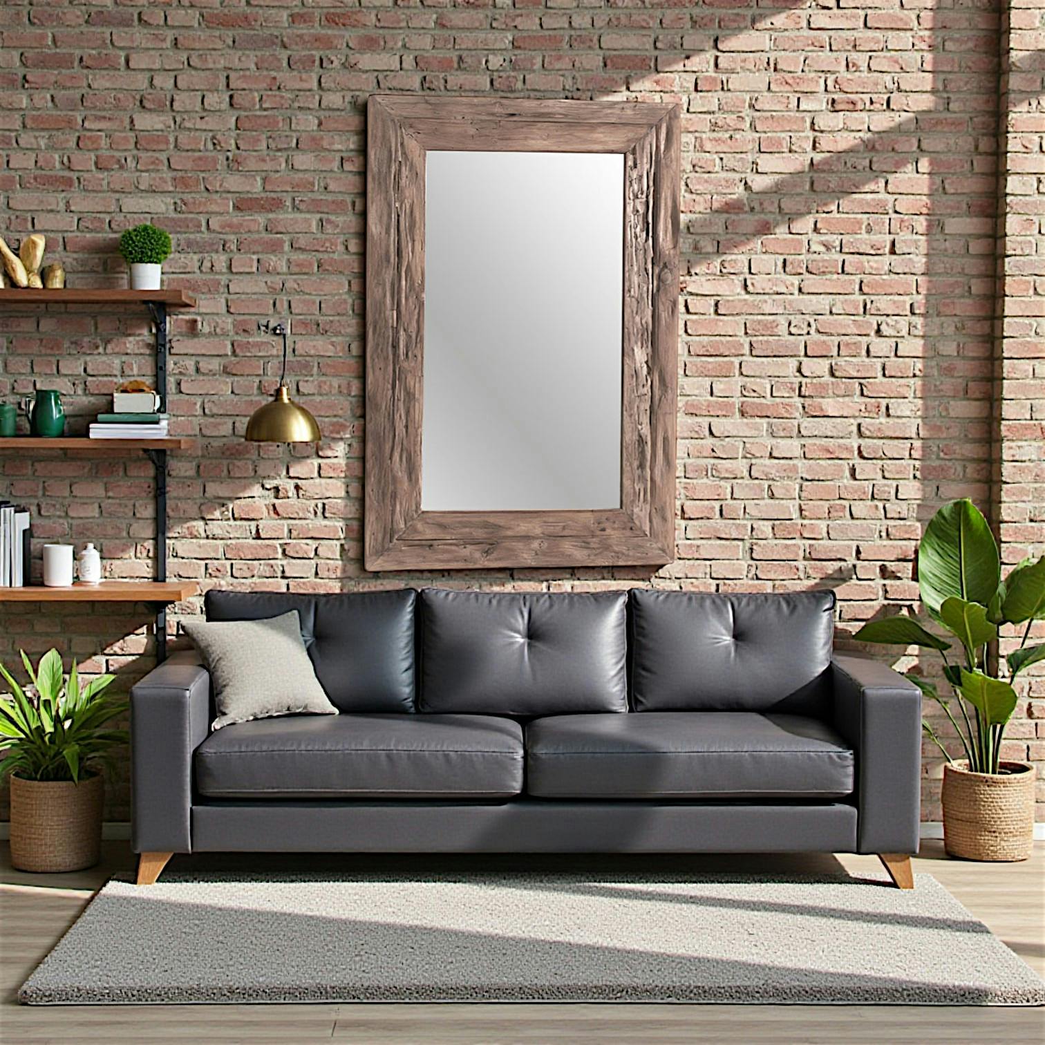 Miroir rectangulaire avec cadre bois recyclé 120 cm DEPOK