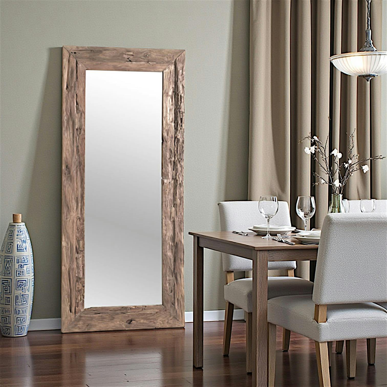 Miroir rectangulaire avec cadre bois recyclé 180 cm DEPOK