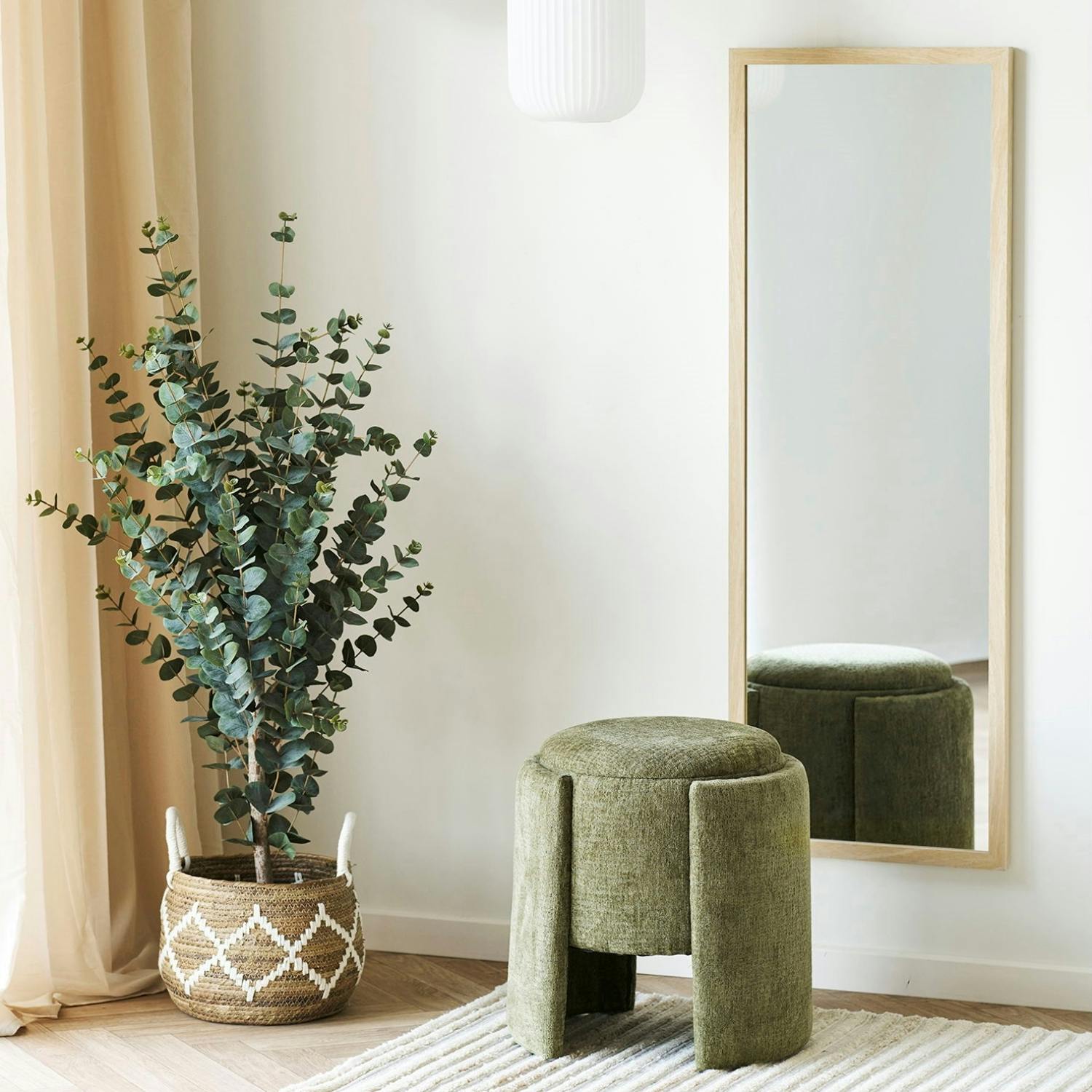 Miroir rectangulaire cadre effet bois clair 110 cm CODY