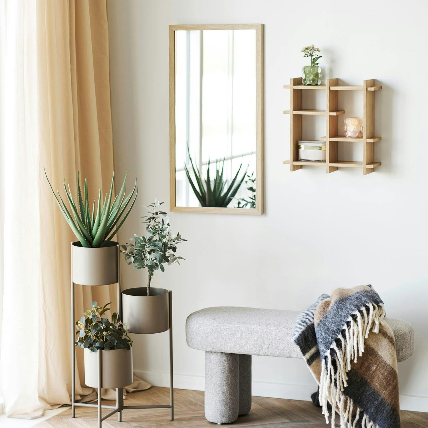 Miroir rectangulaire cadre effet bois clair 75 cm CODY