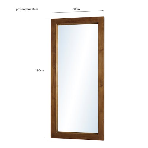 Miroir rectangulaire en bois de teck 180 cm SWING