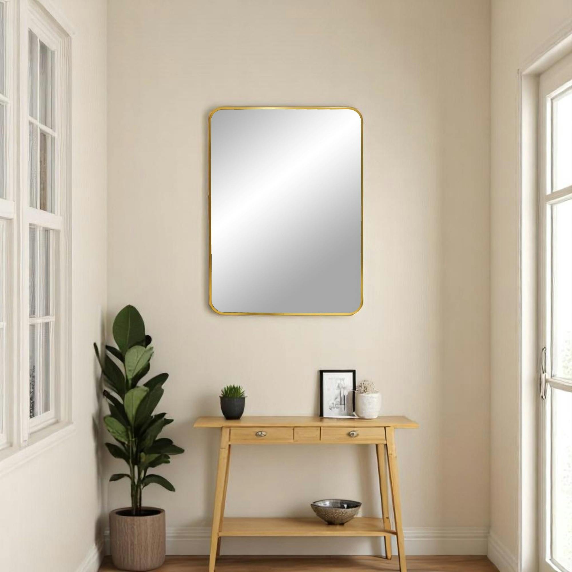 Miroir rectangulaire moderne avec cadre doré 50x70 cm SEOUL