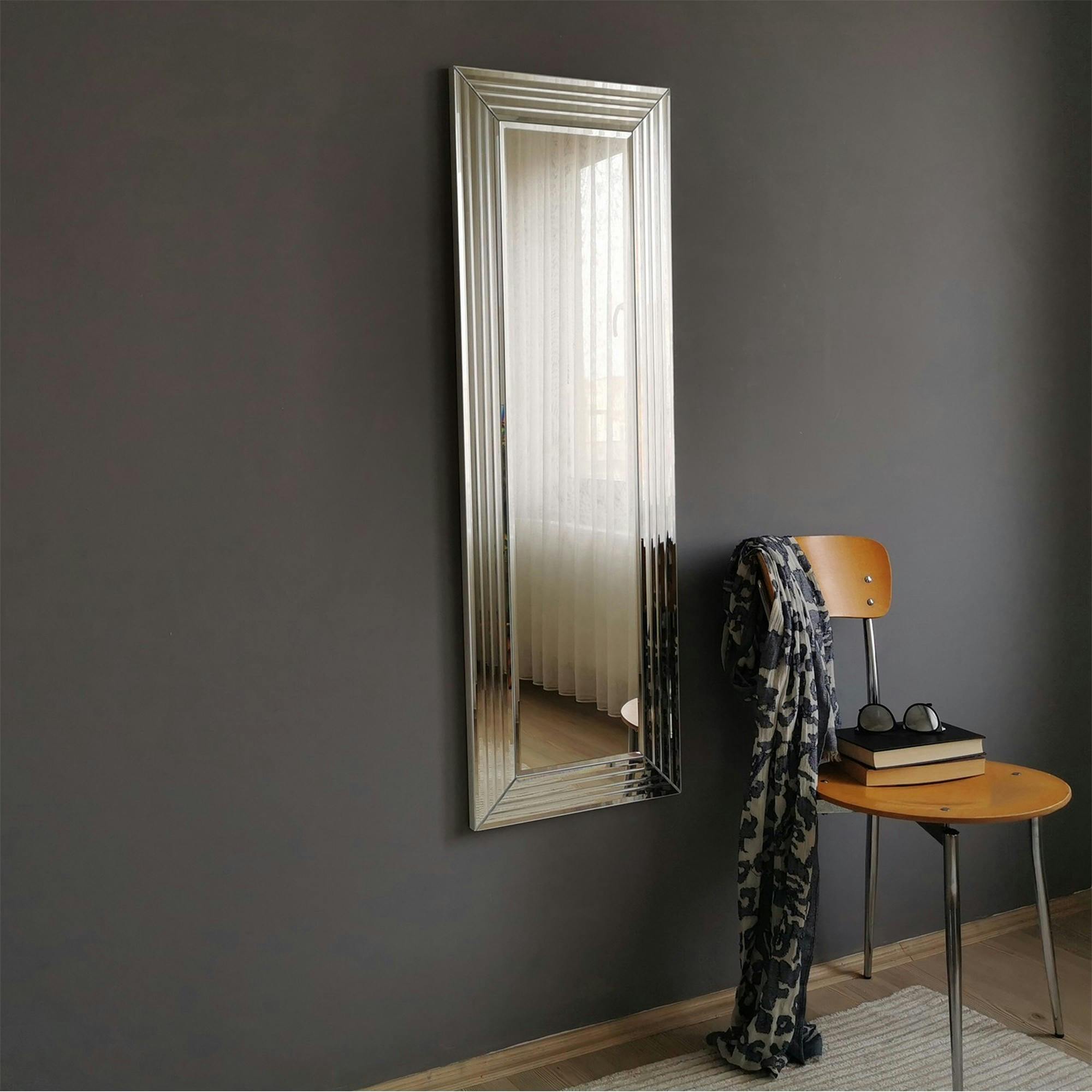 Miroir rectangulaire moderne chic - cadre rainuré 120 cm CODY