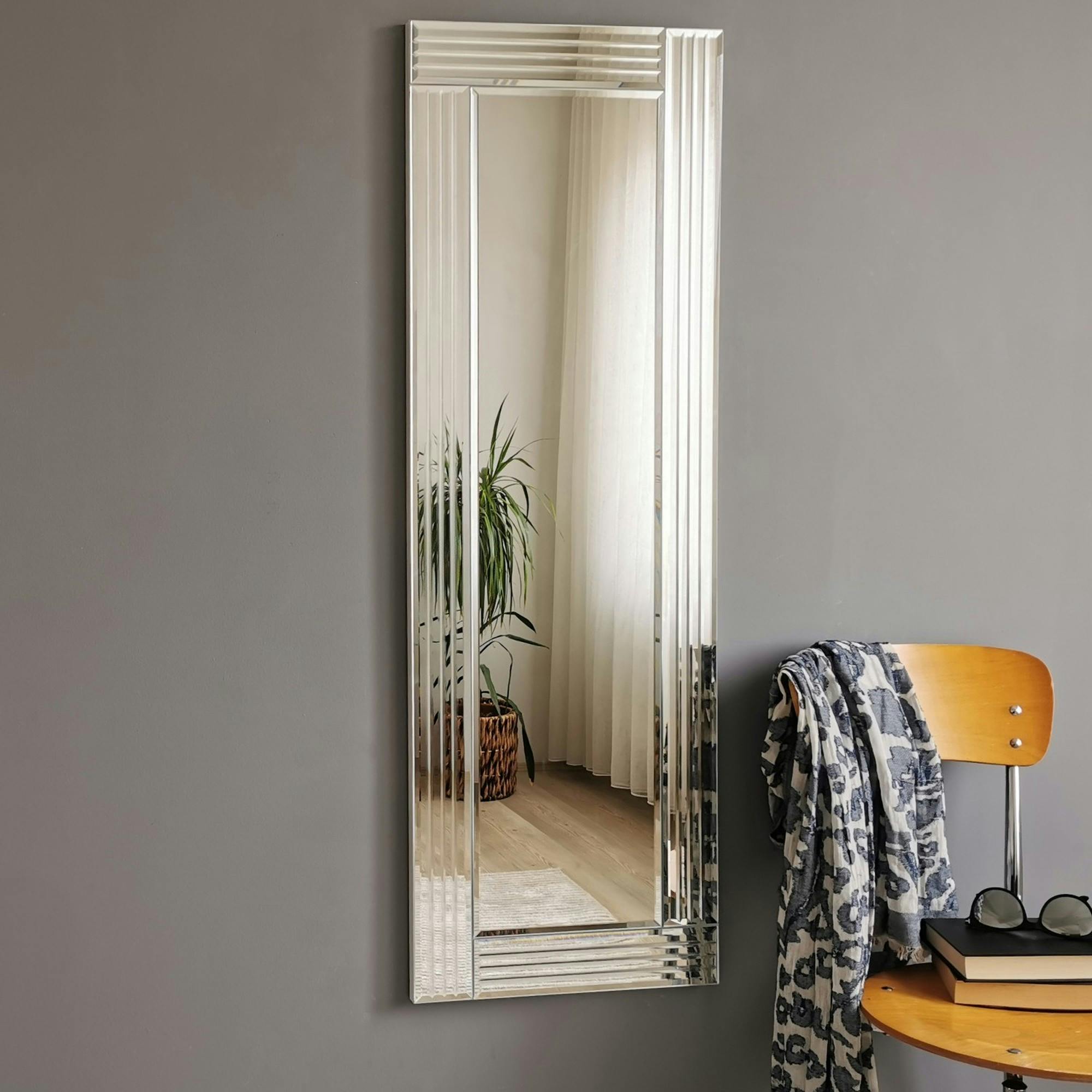 Miroir rectangulaire moderne chic - cadre strié 120 cm CODY