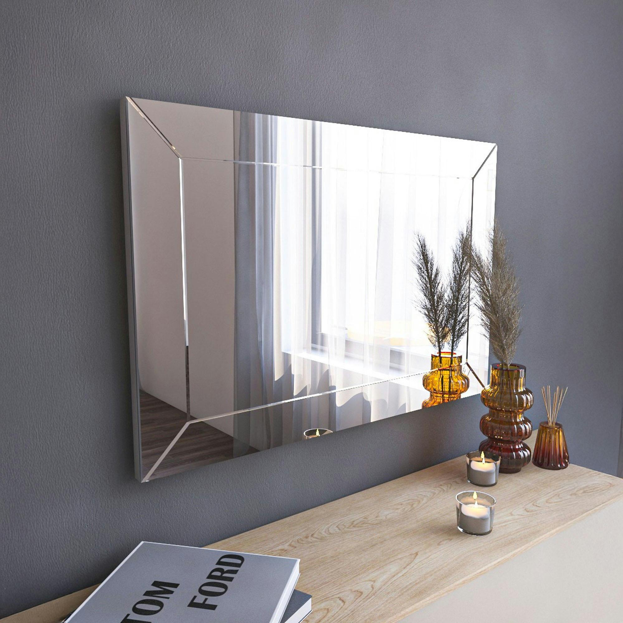 Miroir rectangulaire mural 75 cm - cadre biseauté CODY