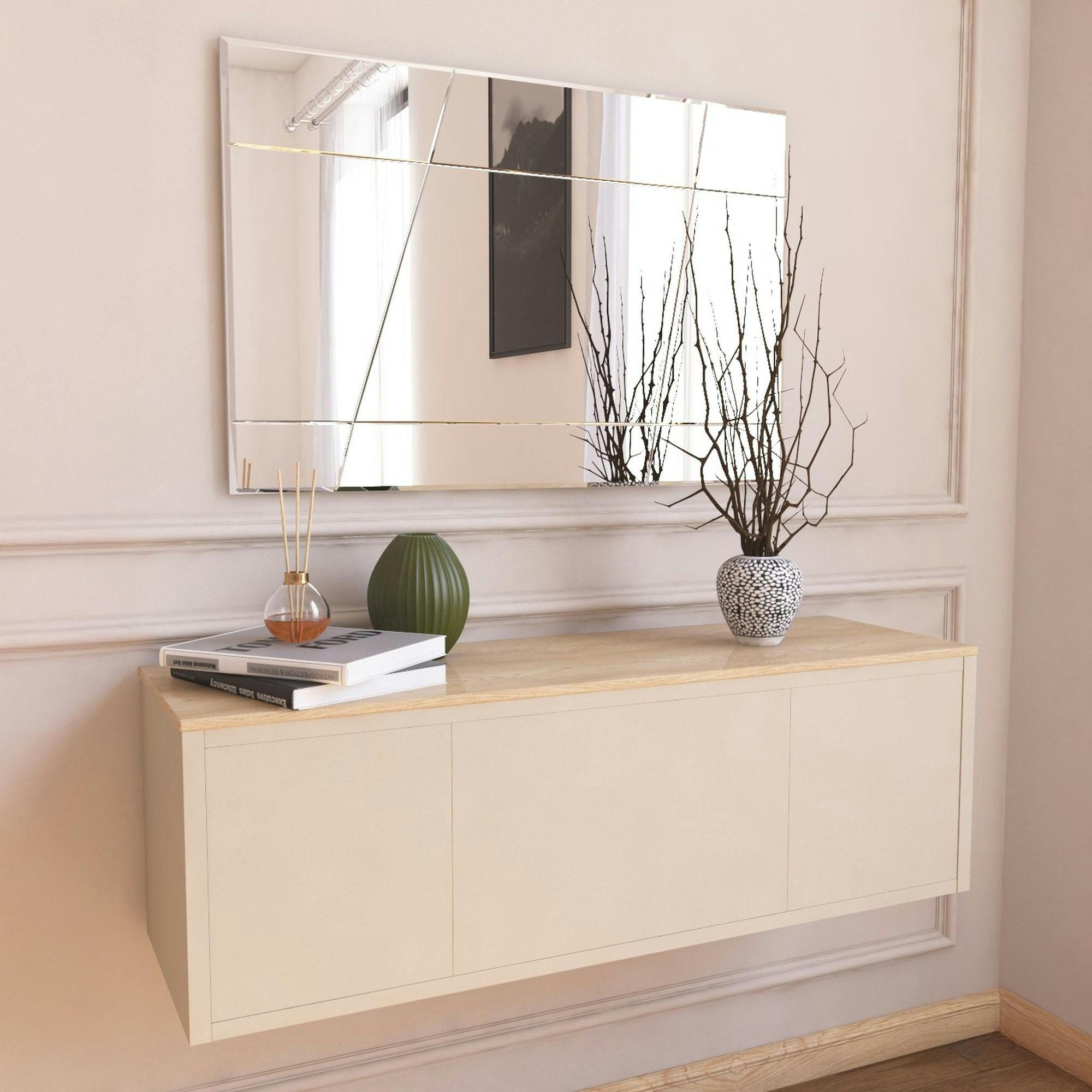 Miroir rectangulaire mural 75 cm - design gravé CODY