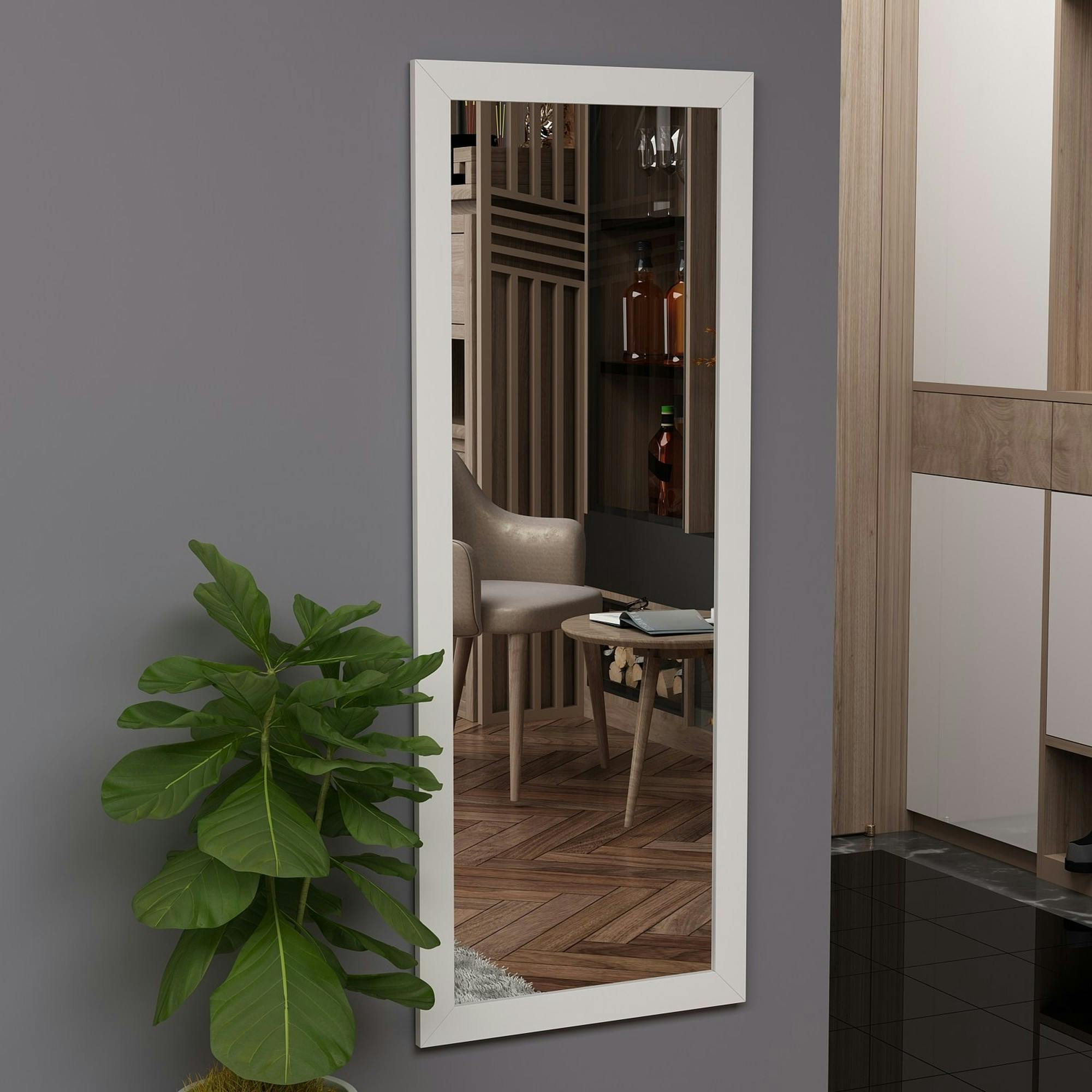 Miroir rectangulaire mural avec cadre blanc 105 cm CODY