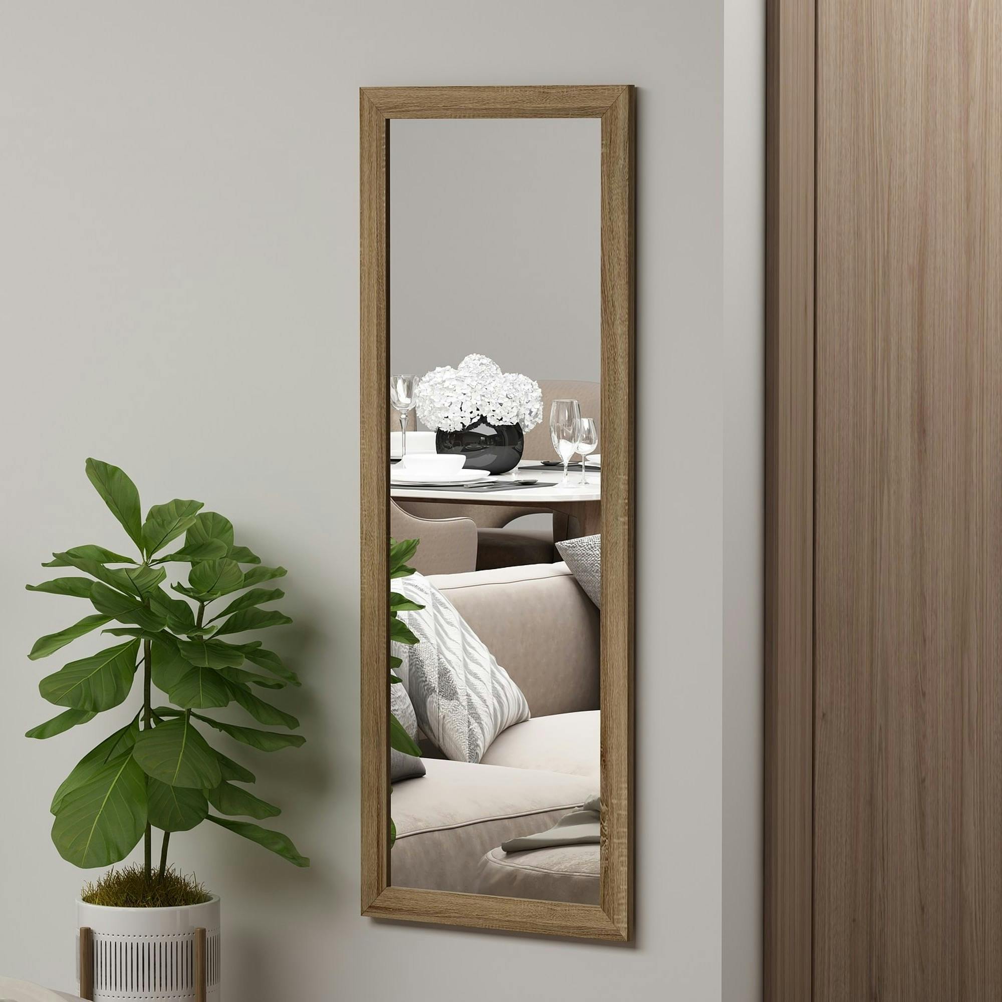 Miroir rectangulaire mural avec cadre effet bois 105 cm CODY