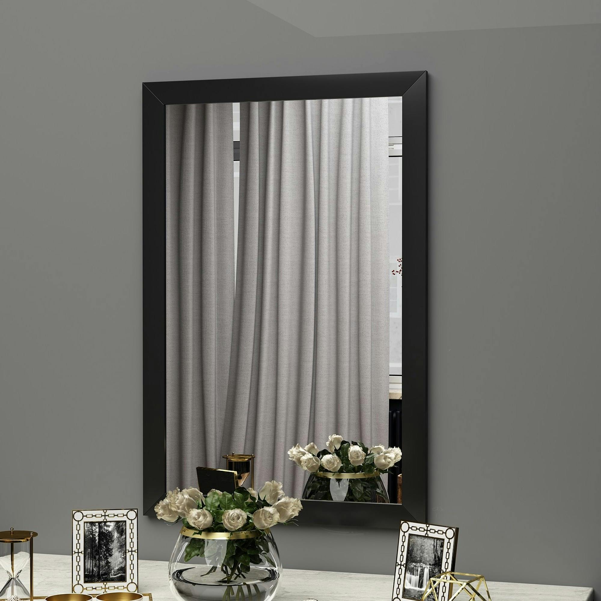 Miroir rectangulaire mural avec cadre noir 75 cm CODY