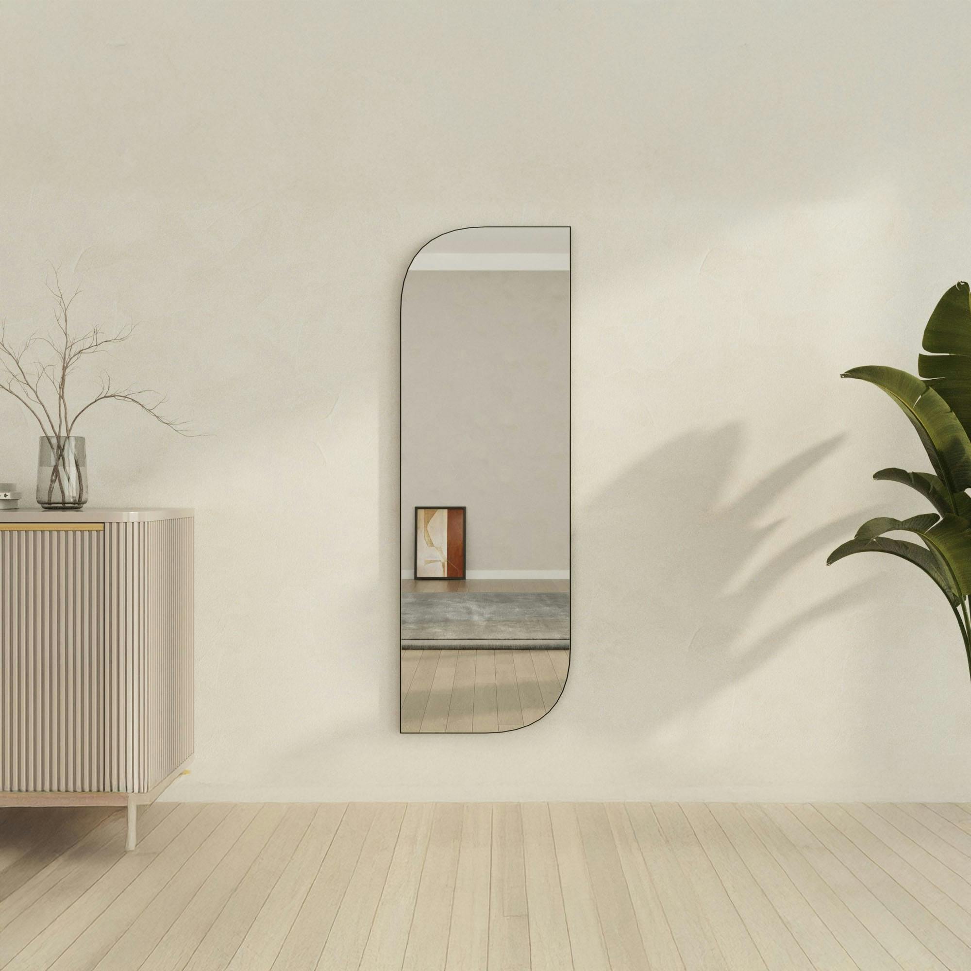 Miroir rectangulaire noir - angles arrondis 120 cm CODY