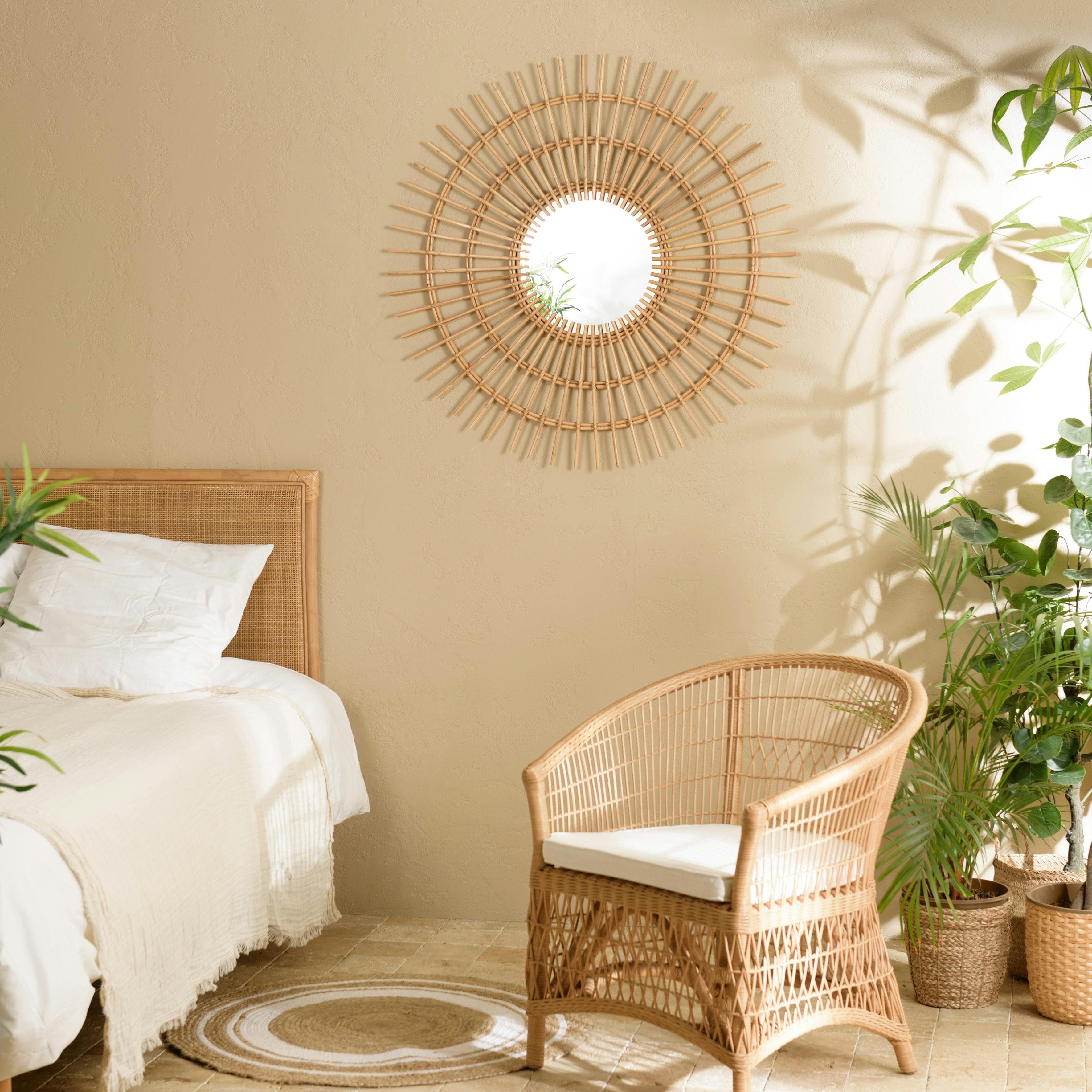 Miroir rond 100 cm en rotin miel MANY