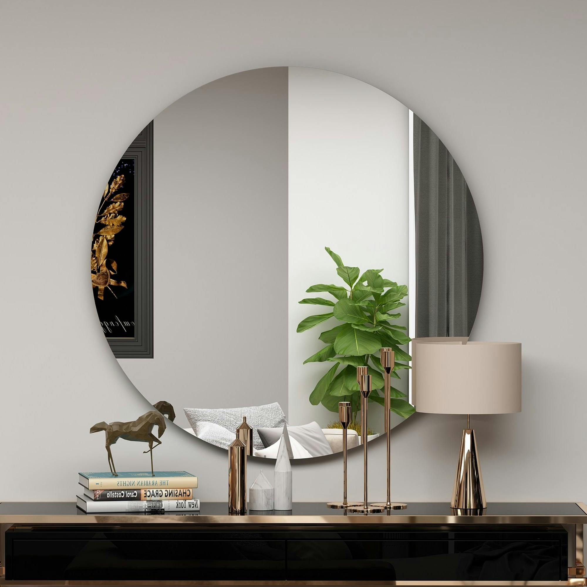 Miroir rond à bord noirØ70 cm - style moderne CODY