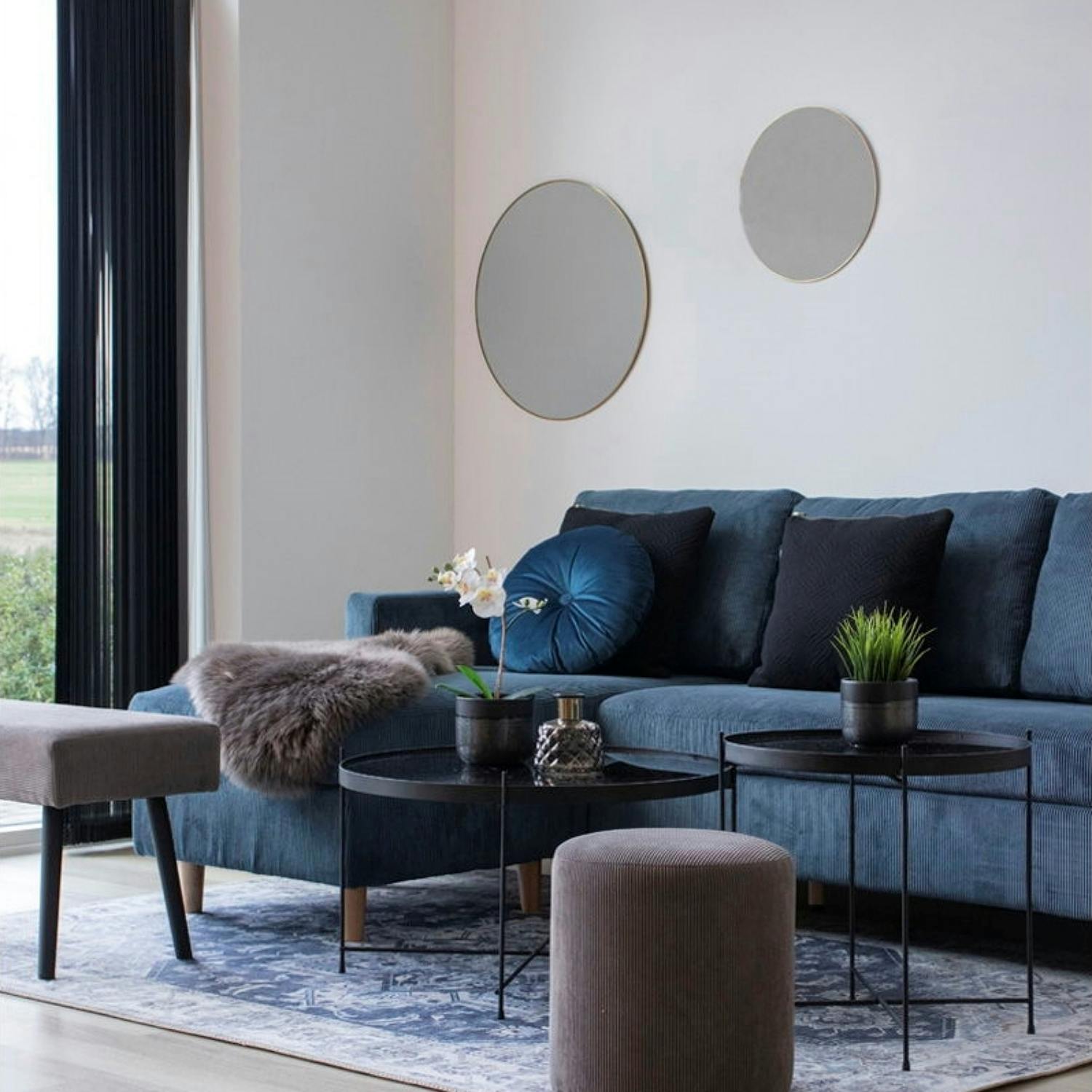 Miroir rond avec cadre effet laiton ø40 cm CODY