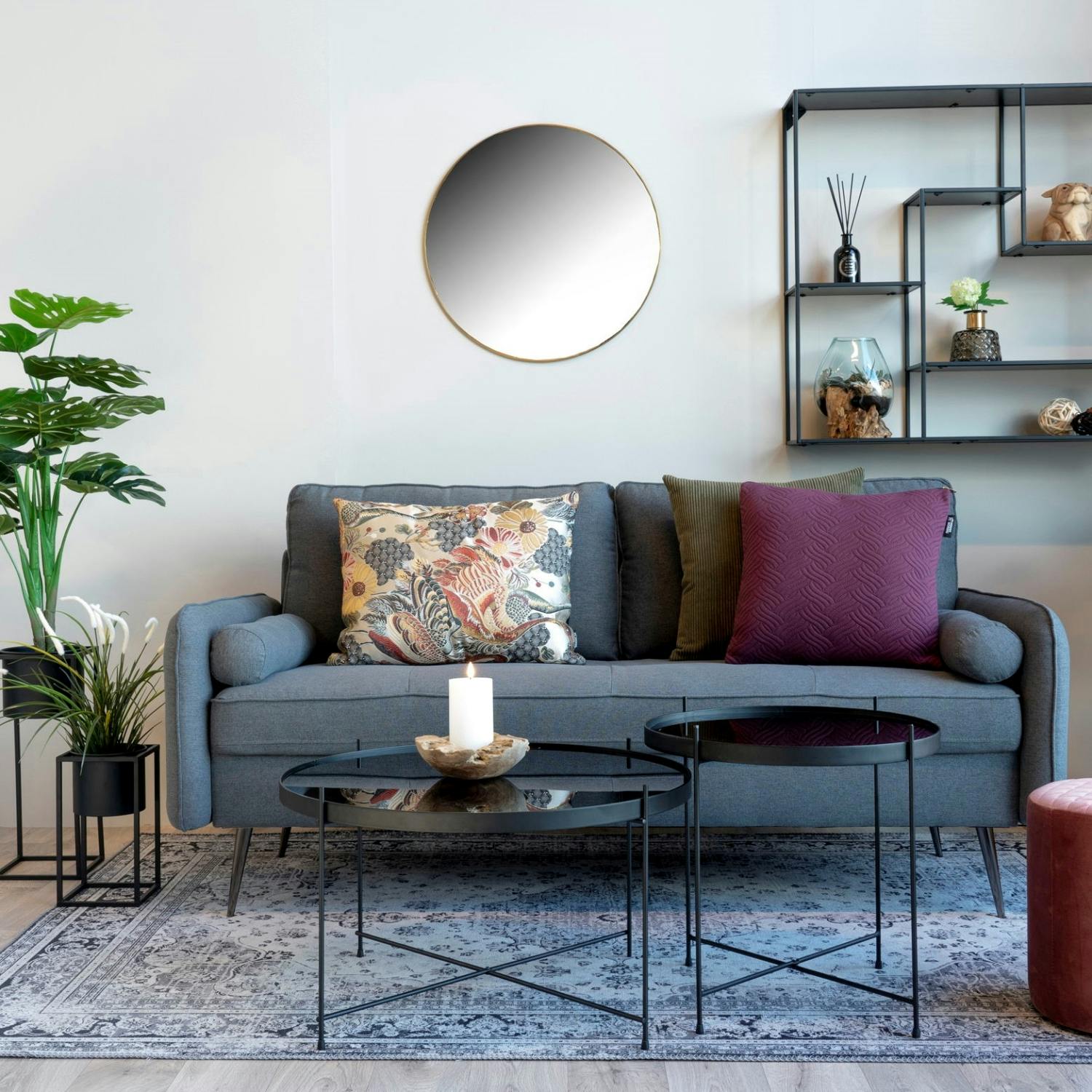 Miroir rond avec cadre effet laiton ø60 cm CODY