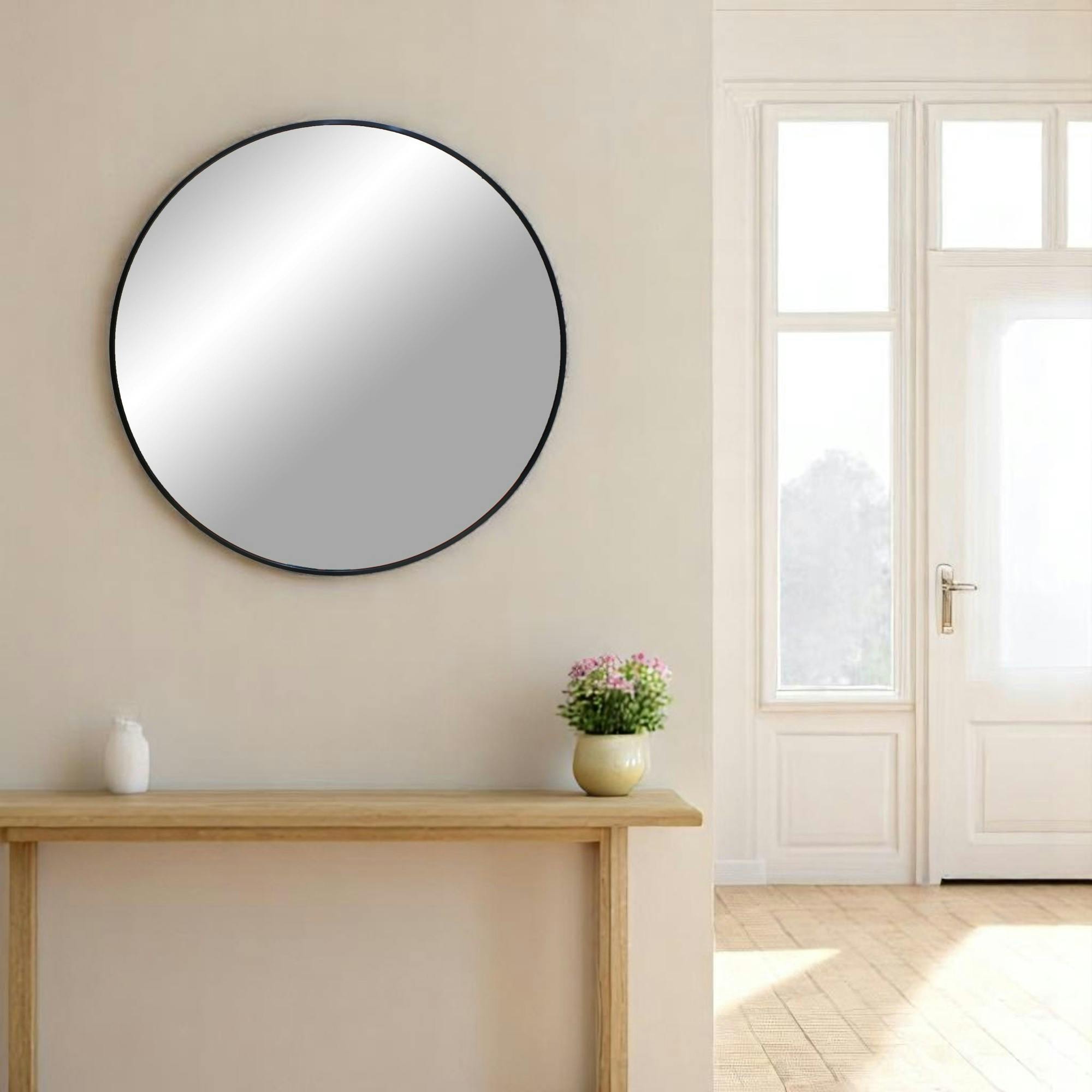 Miroir rond avec cadre en aluminium noir ø60 cm SEOUL