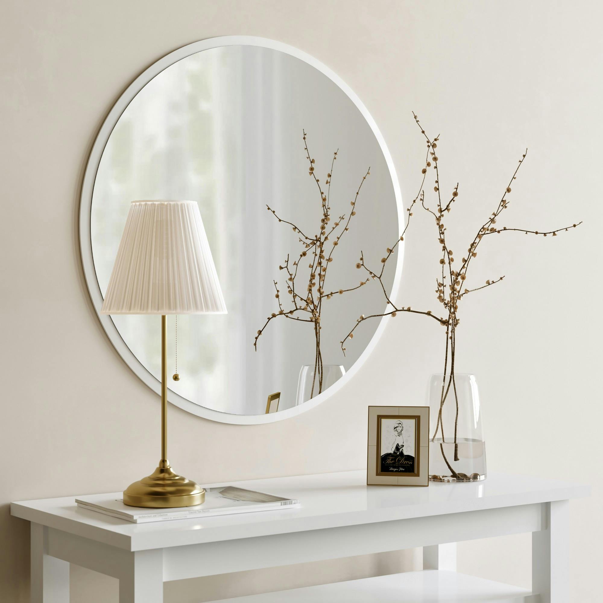 Miroir rond blanc Ø60 cm - entrée, salon CODY