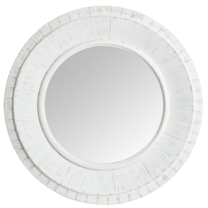 Miroir rond en bois blanc D80cm