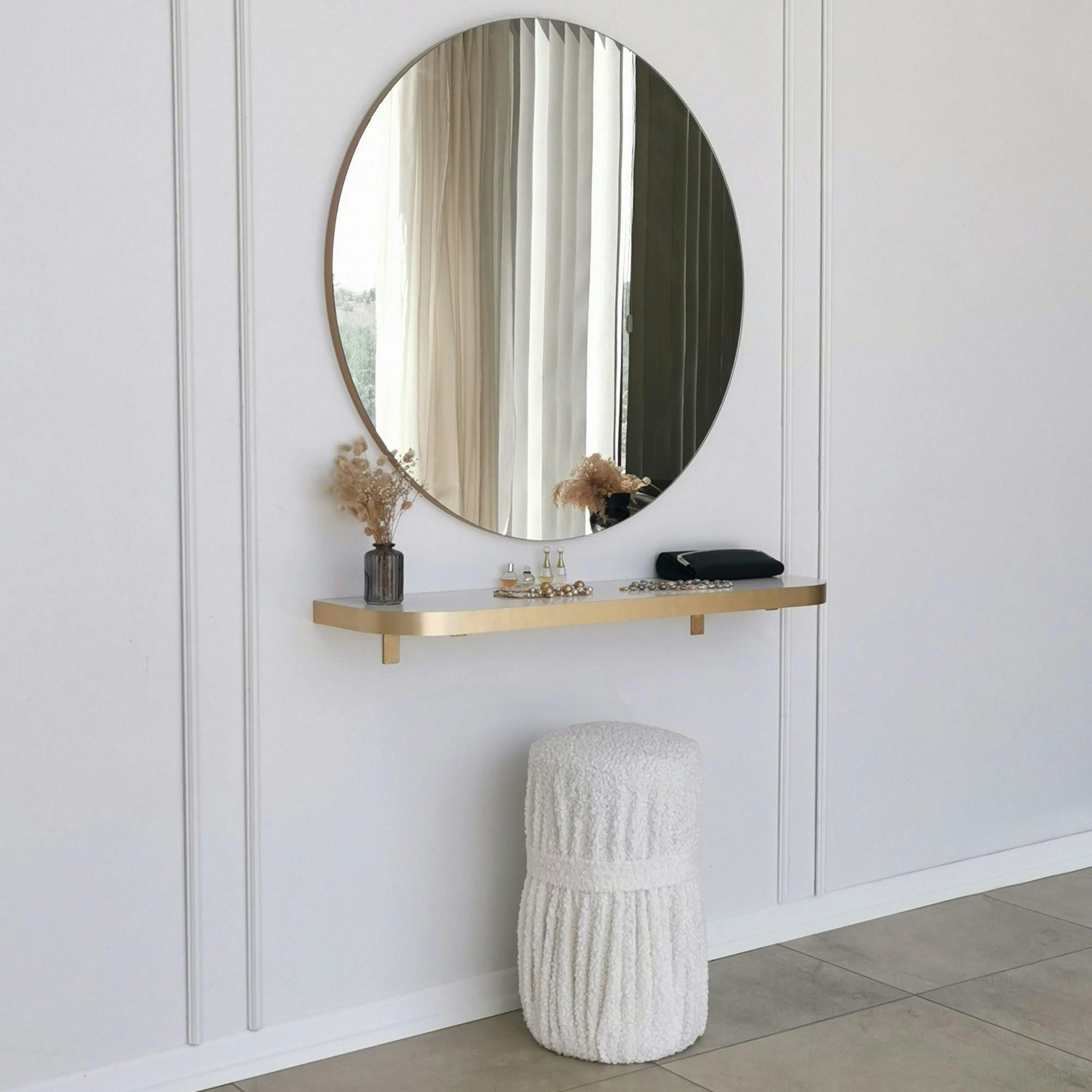 Miroir rond moderne avec bordure dorée Ø90 cm CODY