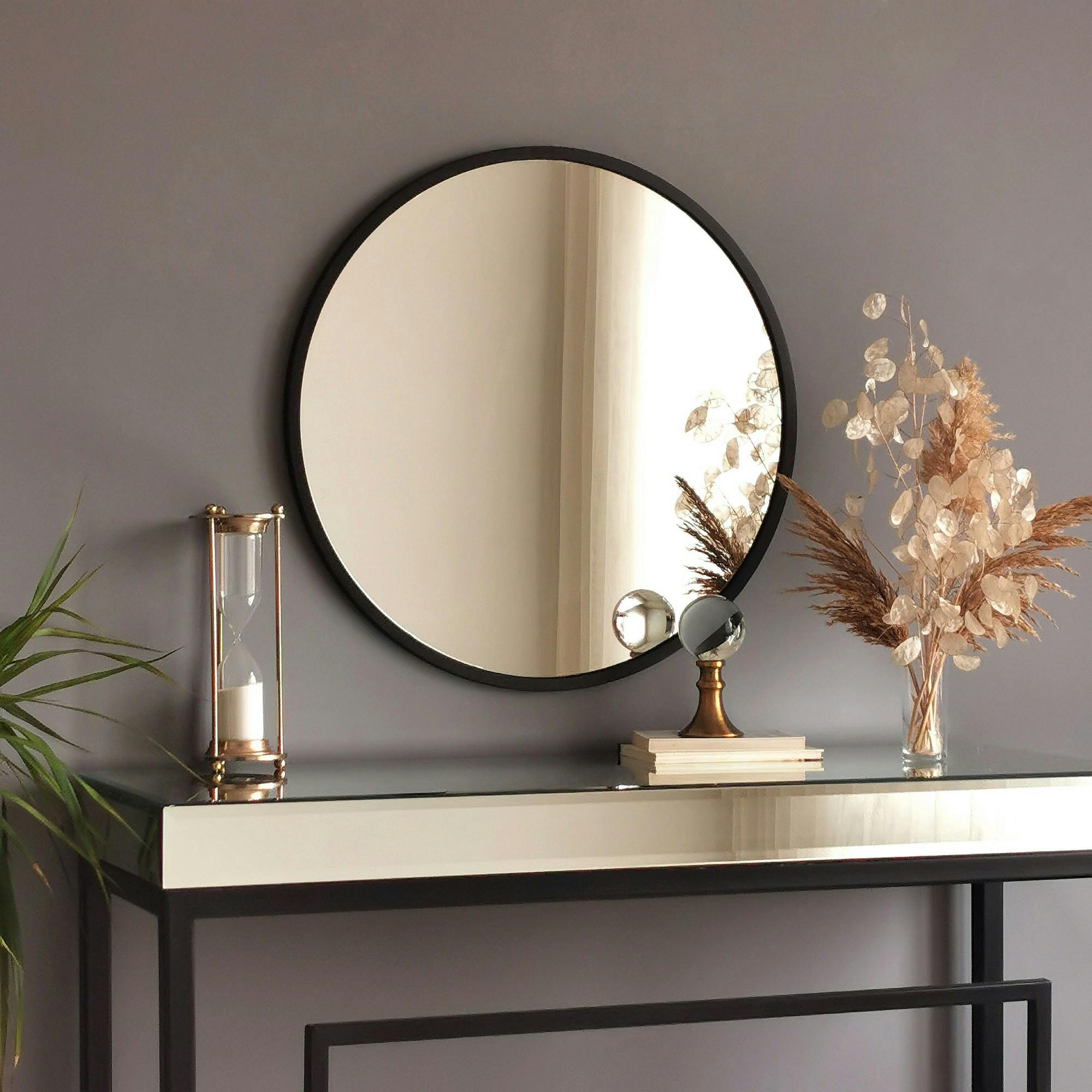 Miroir rond noir Ø60 cm - style moderne CODY