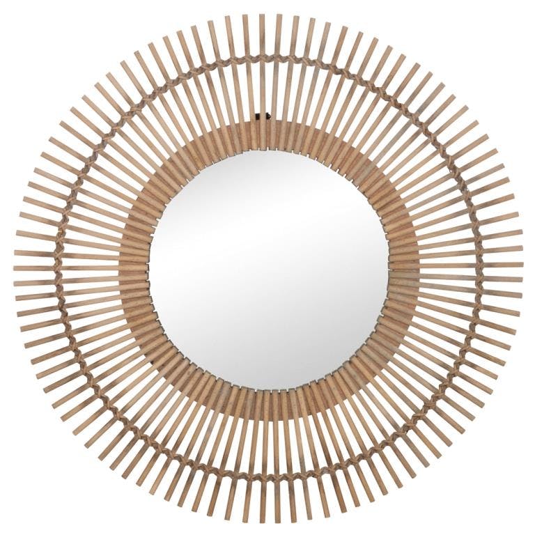 Miroir soleil bambou verre naturel D.75cm