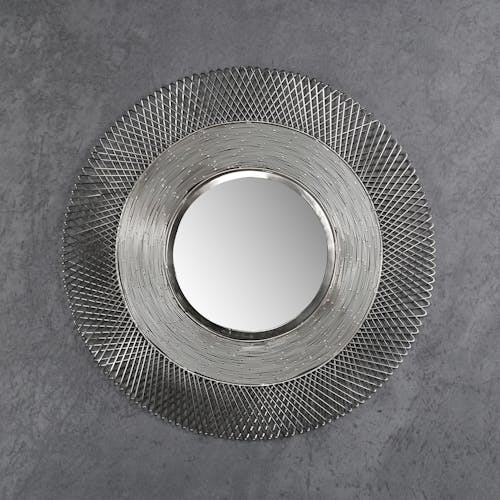 Miroir soleil contemporain métal gris