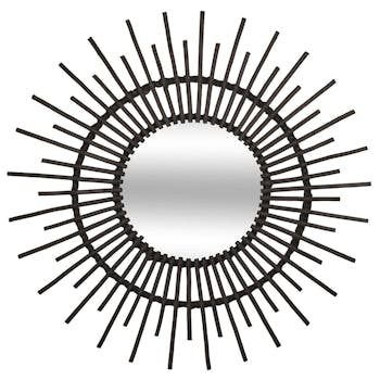 Miroir soleil rotin noir réf. 30022100