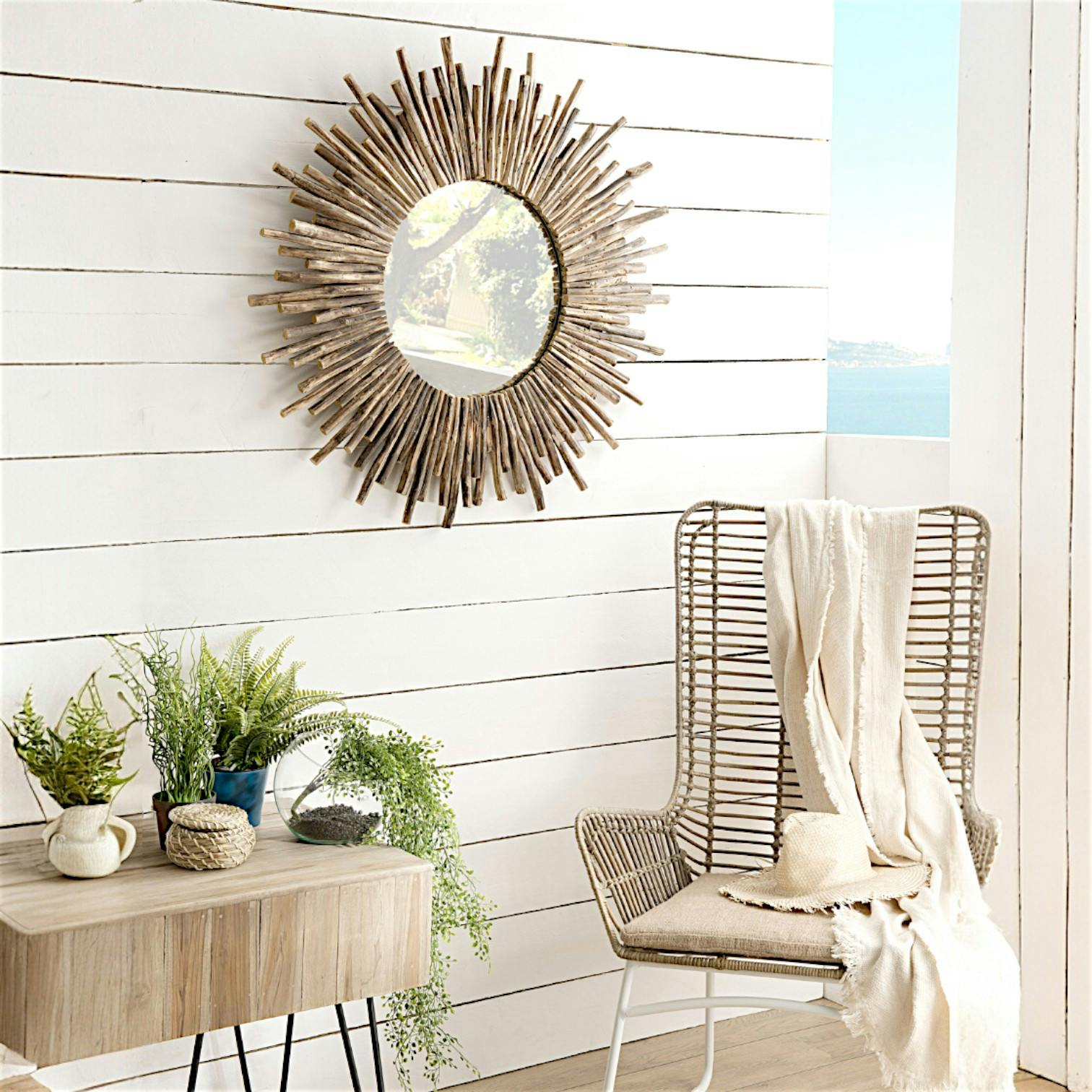 Miroir soleil teck Jaipur