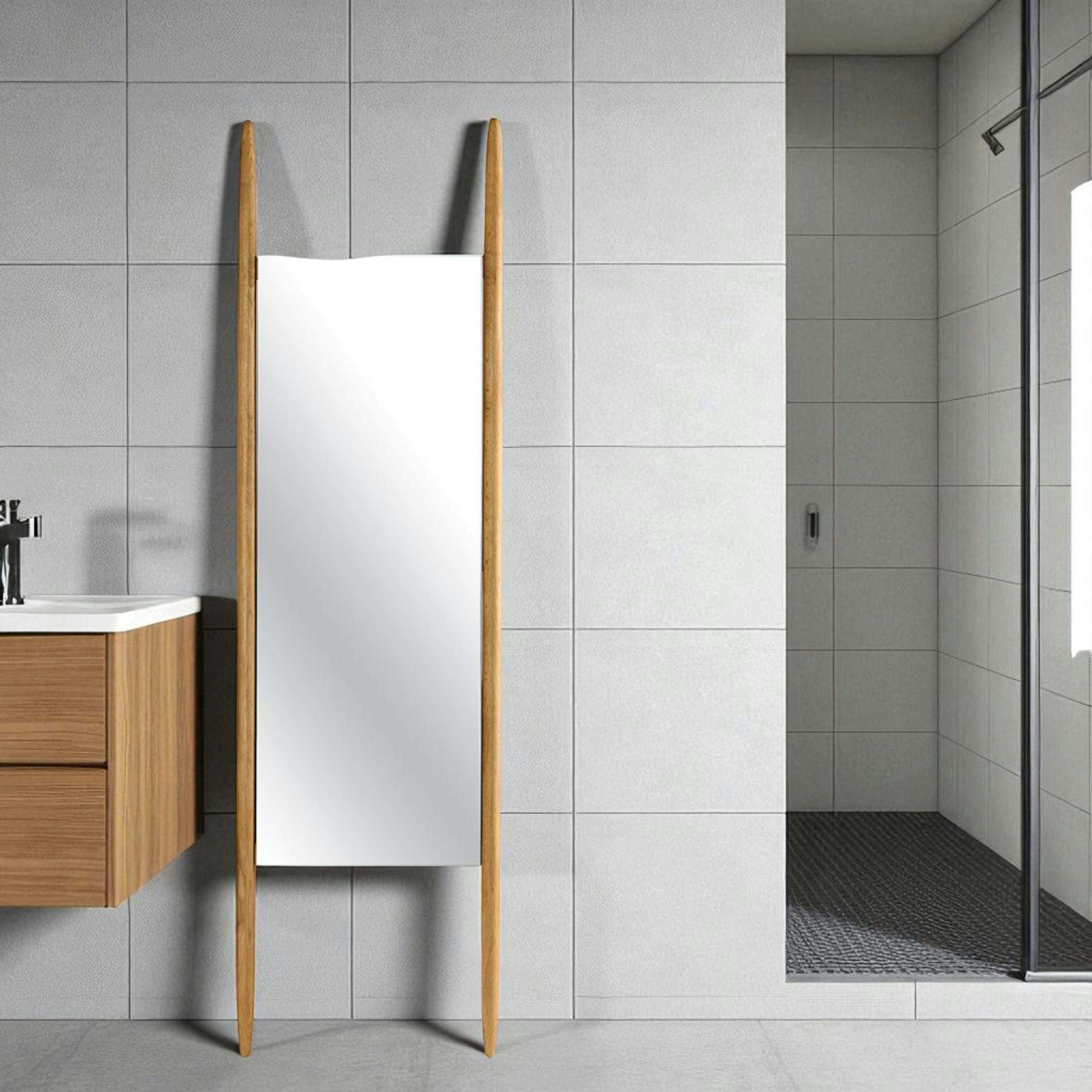 Miroir sur pieds en bois clair - style épuré, 170 cm IENA