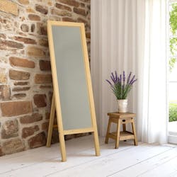 Miroir vertical sur pied - bois clair, 2 crochets HILO