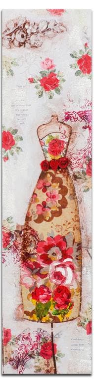 MODE Tableau Figuratif vertical Rose 30x120