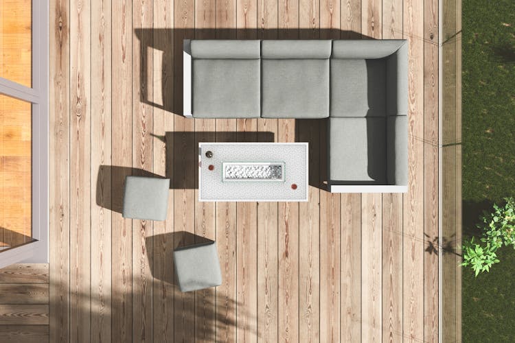 Module d'angle en aluminium blanc et tissu gris pour le salon de jardin design MAJORQUE