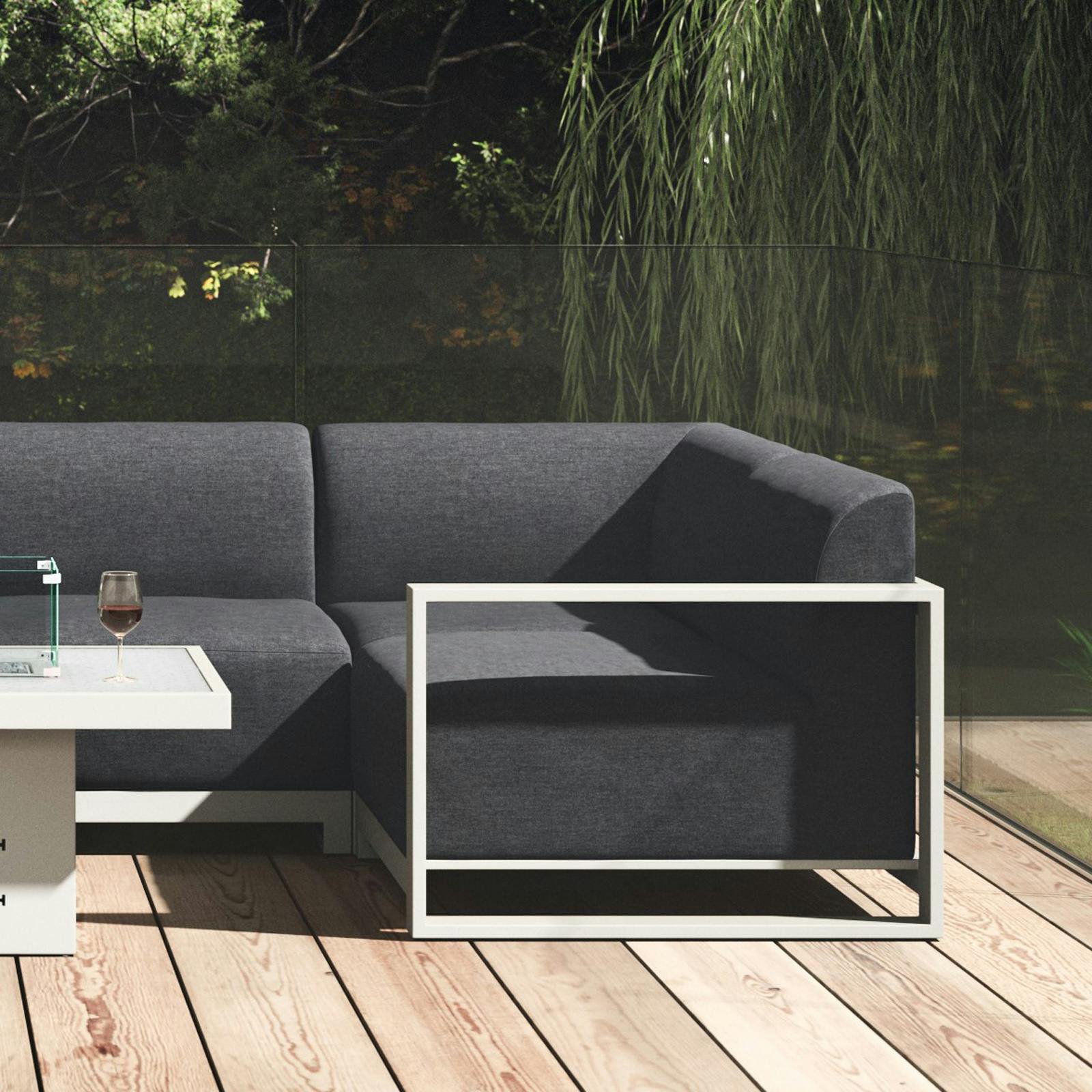 Module d'angle en aluminium gris et tissu anthracite pour le salon de jardin design LANZAROTE