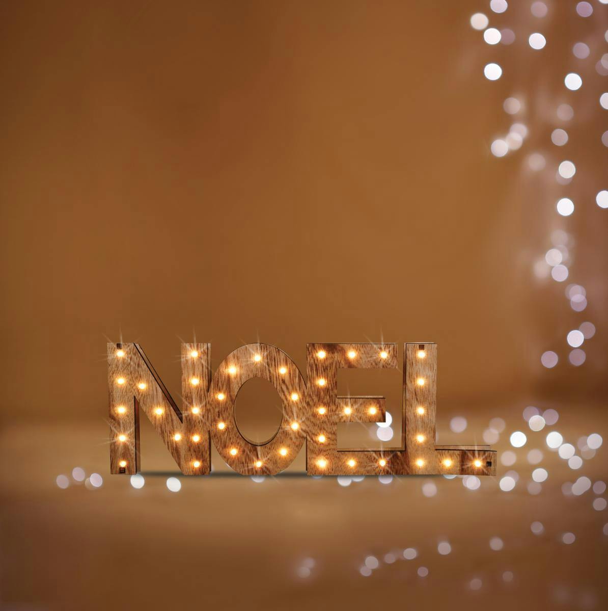 Mot à poser "NOEL" en bois avec LED 44x15cm