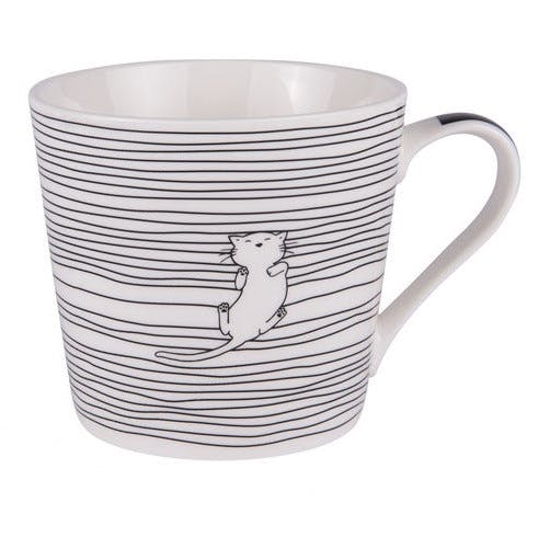 Mug à anse lignes décor chat qui dort (C01)