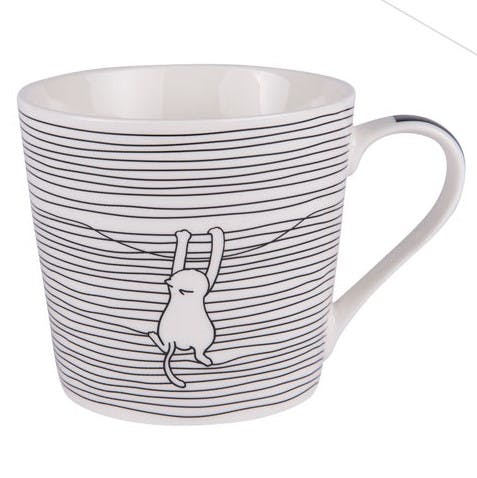 Mug à anse lignes décor chat qui grimpe