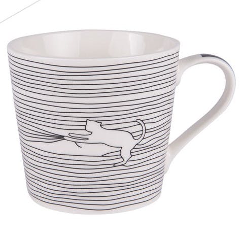 Mug à anse lignes décor chat qui joue (C01)